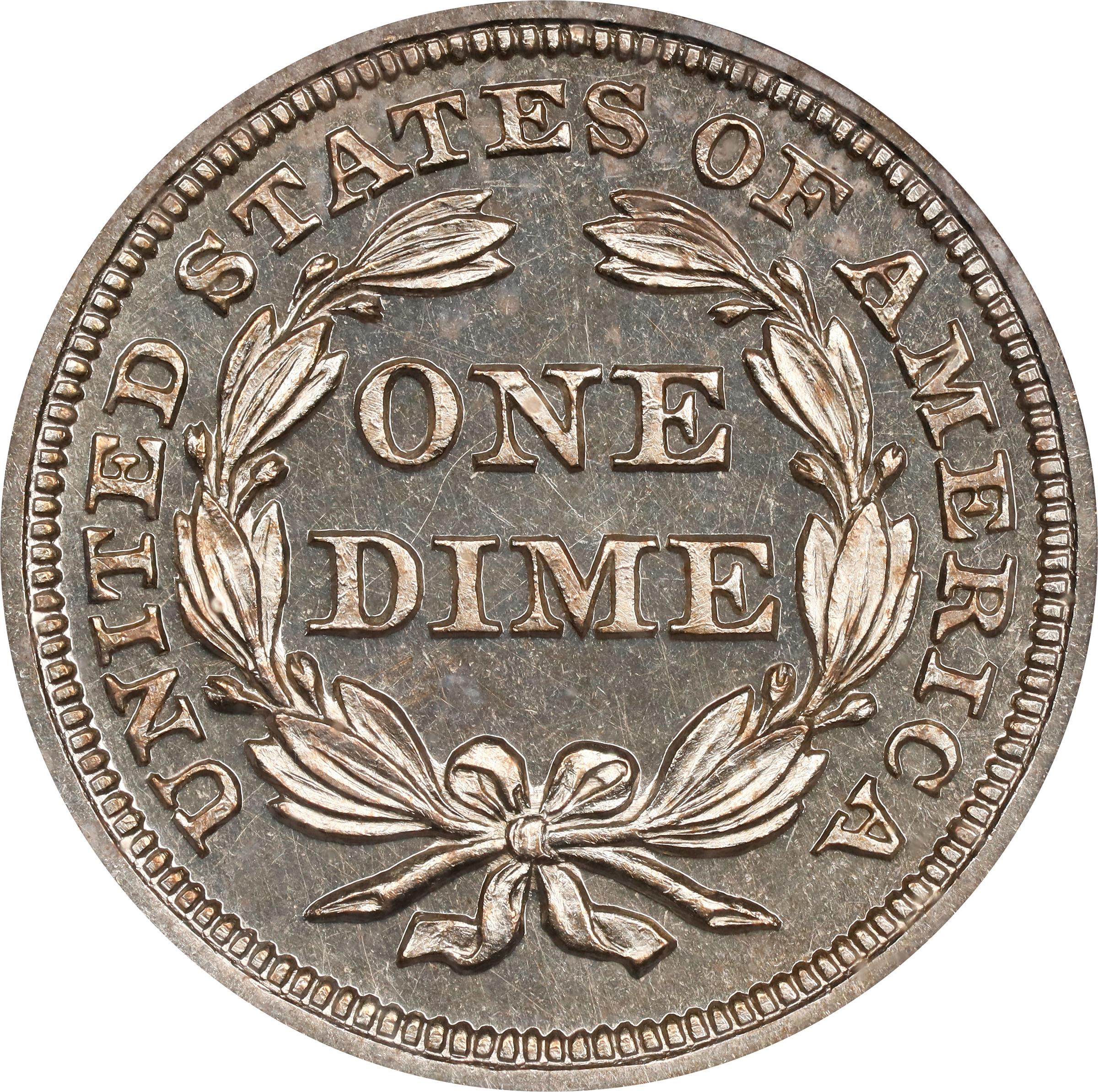 image for: 1854 Liberty Seated Dime. Arrows. Fortin-111. Rarity-7. Proof-65 Cameo (PCGS). CAC.