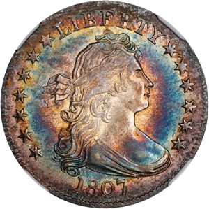 image for: 1807 Draped Bust Quarter. B-1. MS-64 * (NGC). CAC.