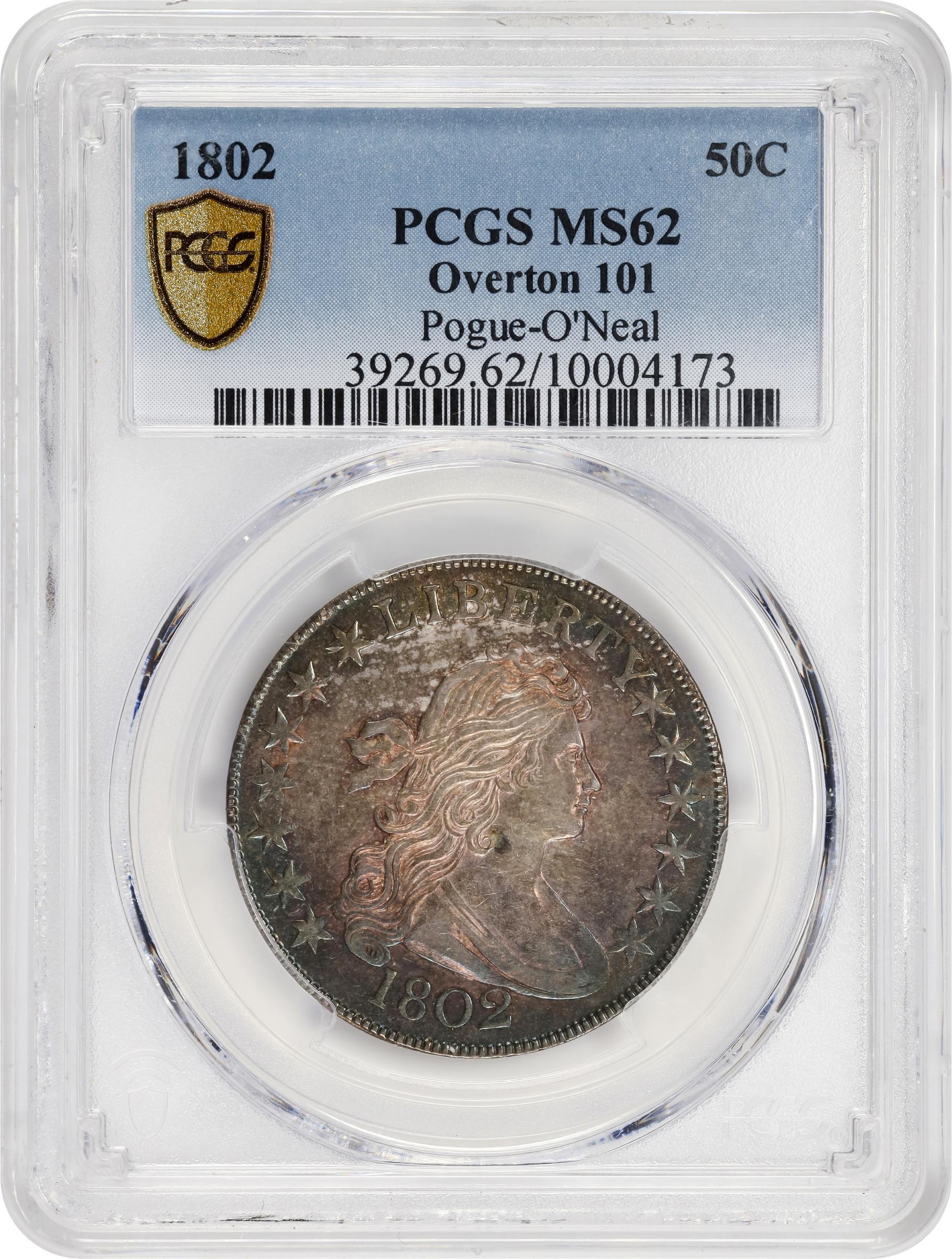 image for: 1802 Draped Bust Half Dollar. O-101, T-1. Rarity-2. MS-62 (PCGS).