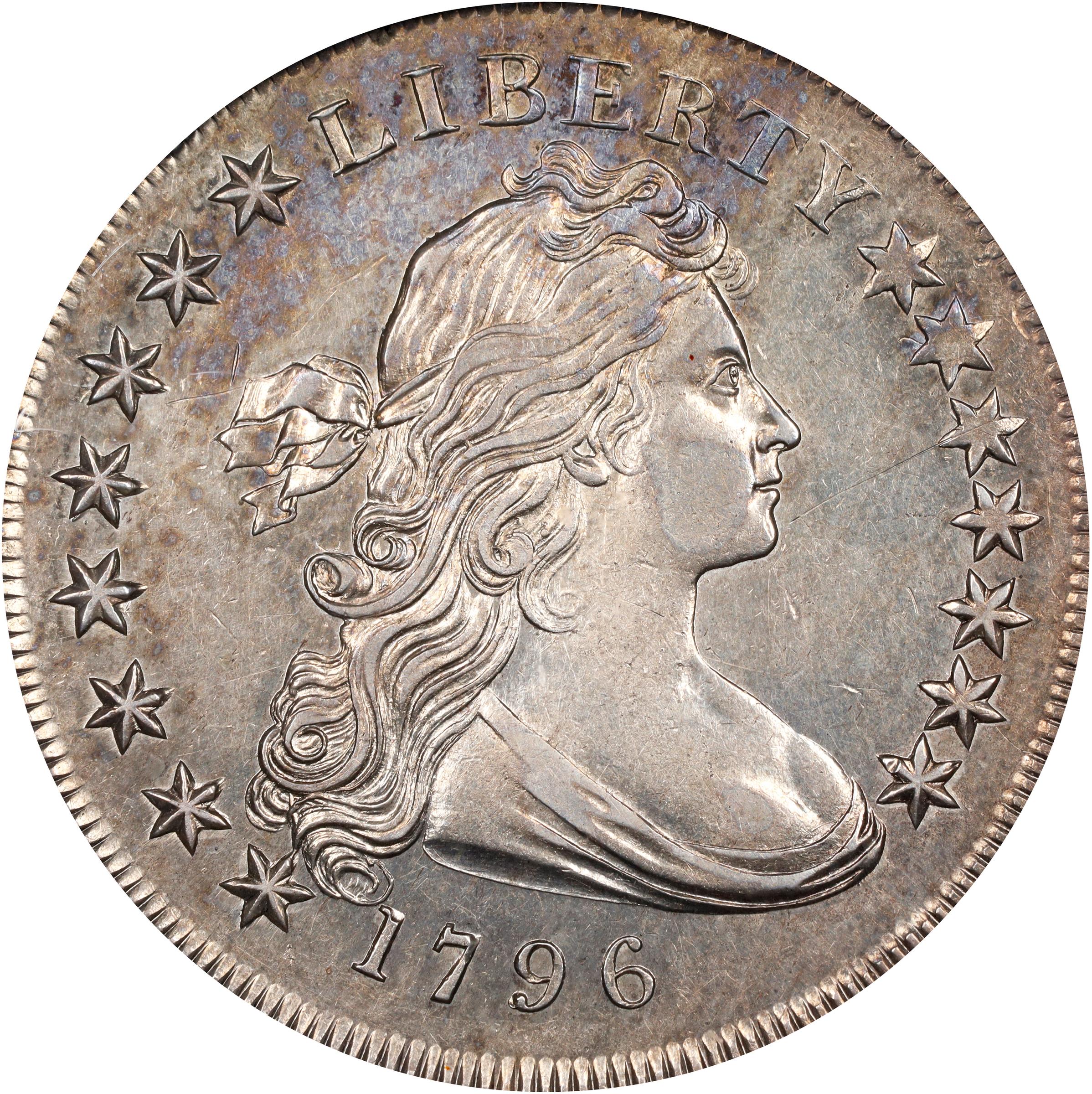 image for: 1796 Draped Bust Silver Dollar. BB-63, B-2. Rarity-4. Small Date, Small Letters. AU-55 (PCGS).