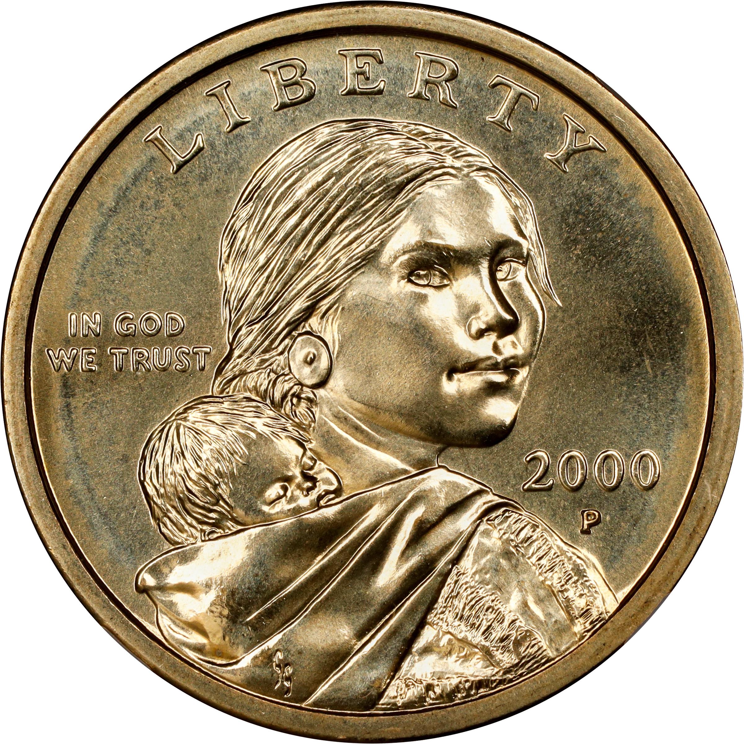 image for: 2000-P Sacagawea "Cheerios" Dollar. FS-902. Boldly Detailed Tail Feathers. MS-69 (NGC).