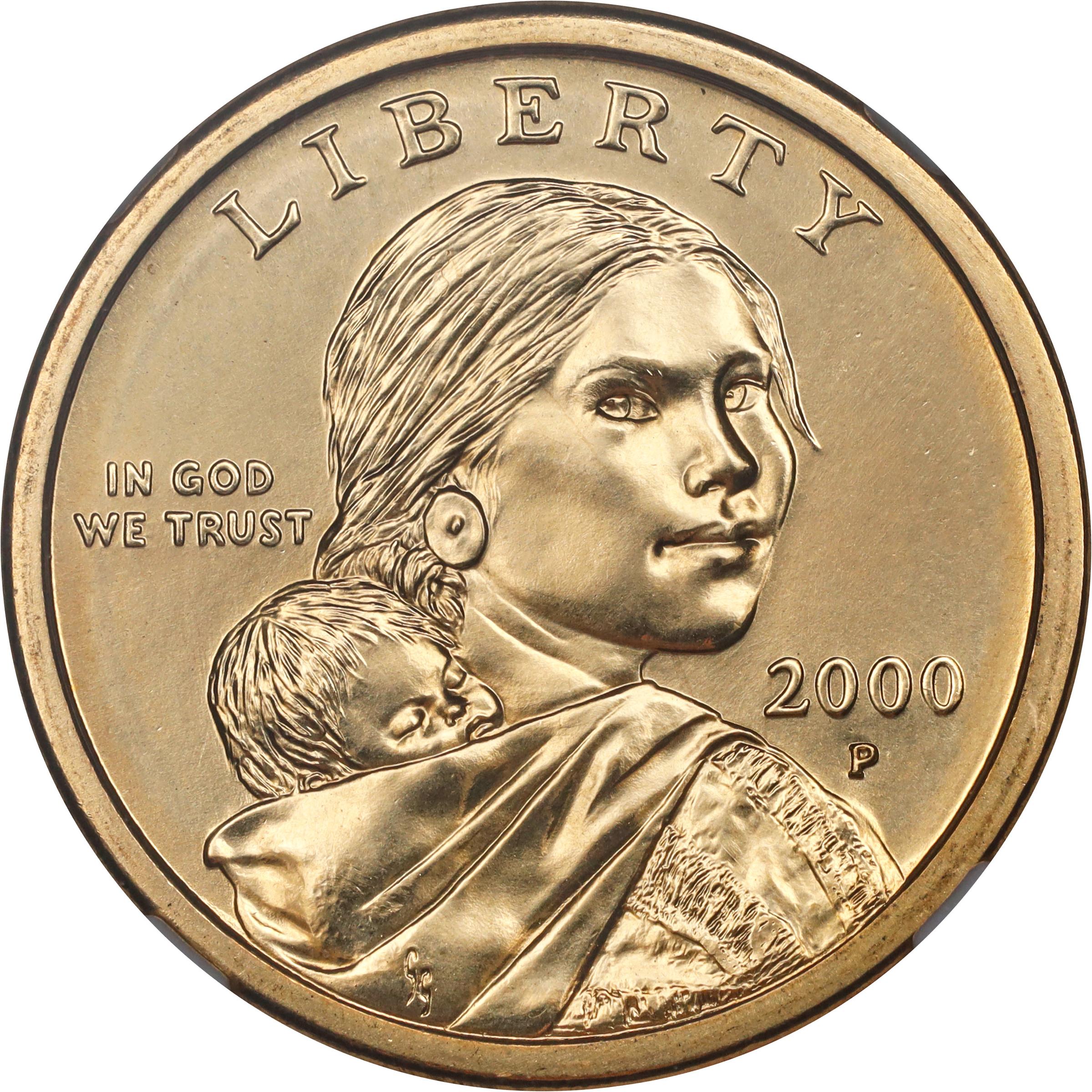 image for: 2000-P Sacagawea "Cheerios" Dollar. FS-902. Boldly Detailed Tail Feathers. MS-69 (NGC).