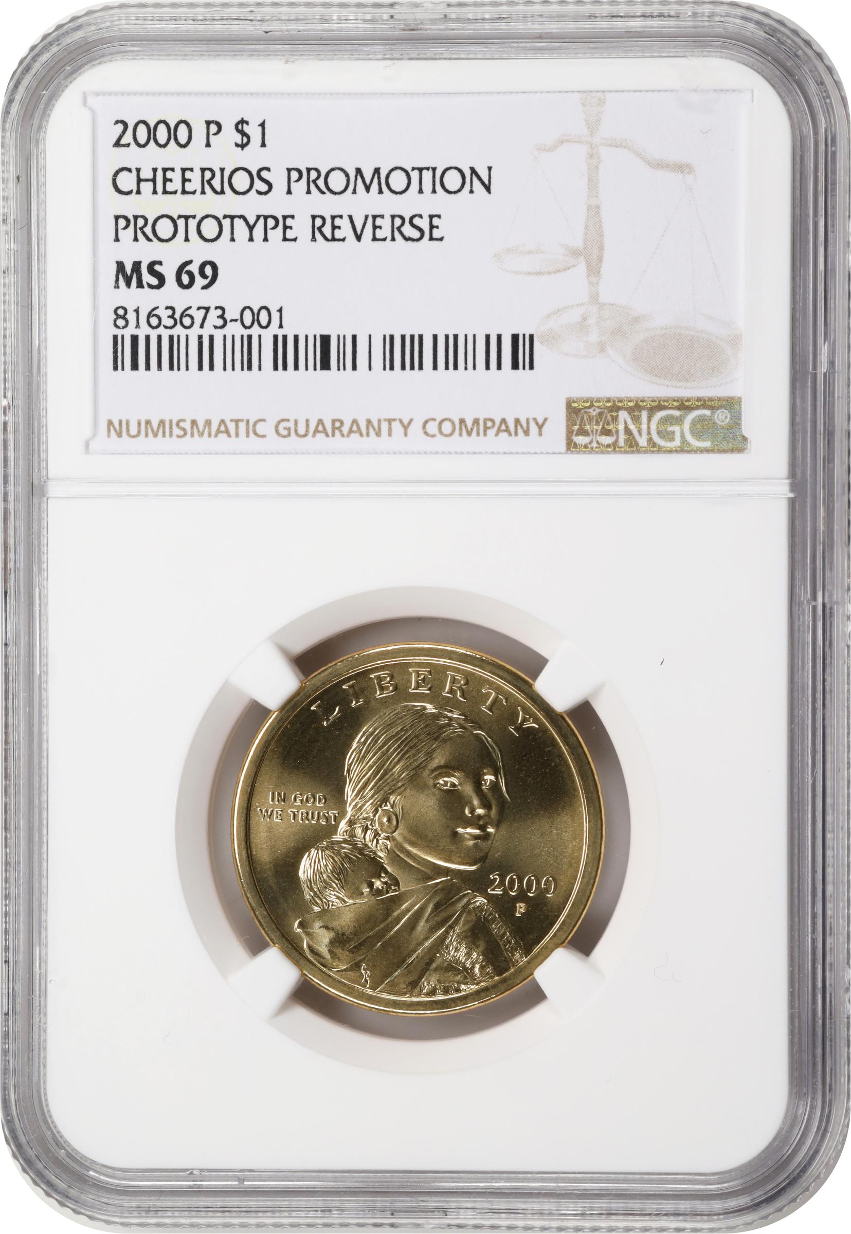 image for: 2000-P Sacagawea "Cheerios" Dollar. FS-902. Boldly Detailed Tail Feathers. MS-69 (NGC).