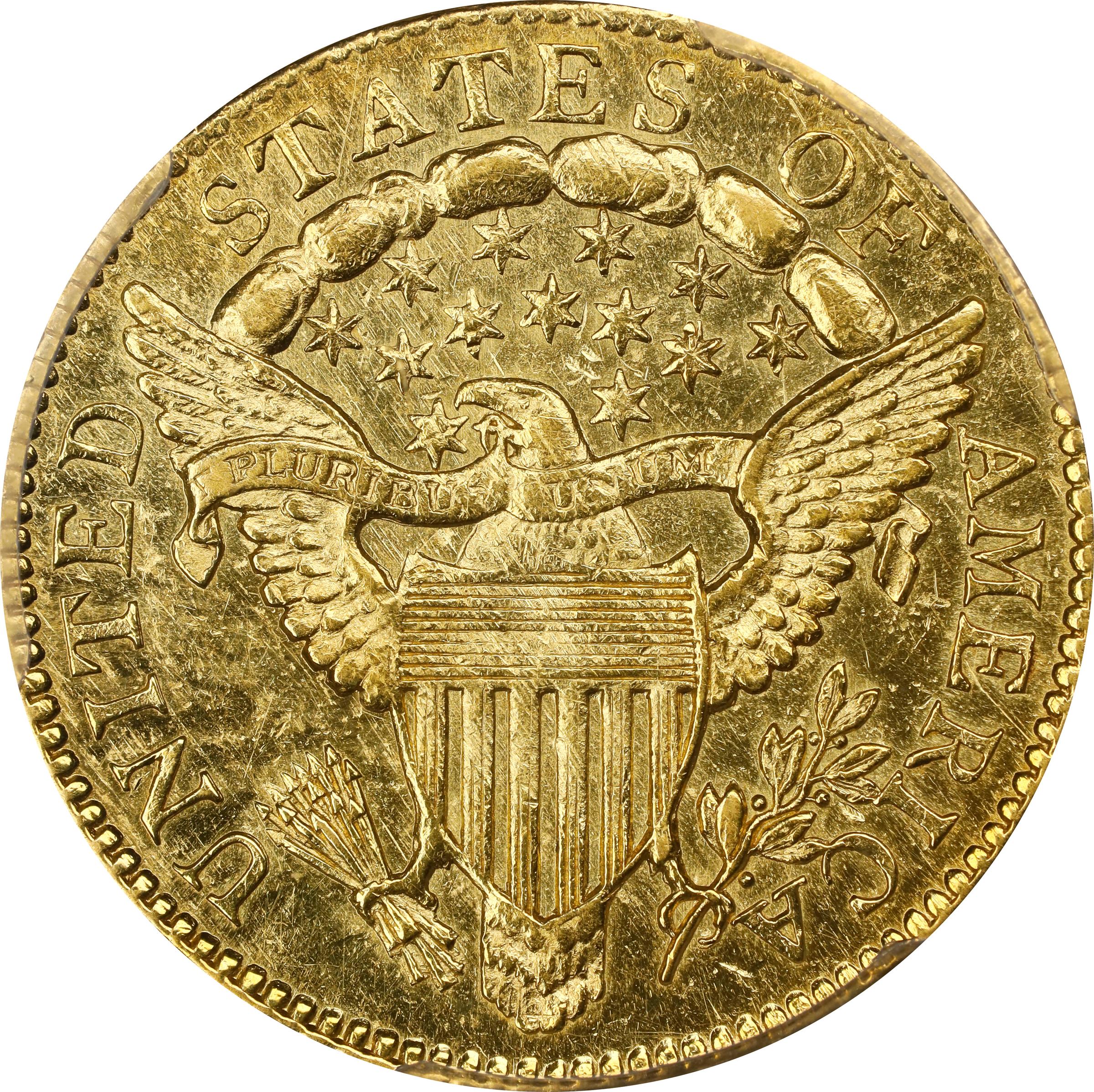 image for: 1806/5 Capped Bust Right Quarter Eagle. BD-2. Rarity-5+. Stars 7x6. MS-60 (PCGS).