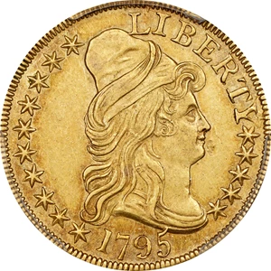 image for: 1795 Capped Bust Right Half Eagle. Small Eagle. BD-6. Rarity-5. Second S/D in STATES. AU-58+ (PCGS). CMQ.