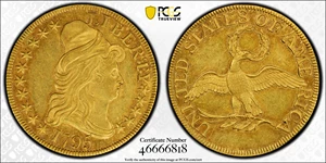 image for: 1795 Capped Bust Right Half Eagle. Small Eagle. BD-6. Rarity-5. Second S/D in STATES. AU-58+ (PCGS). CMQ.