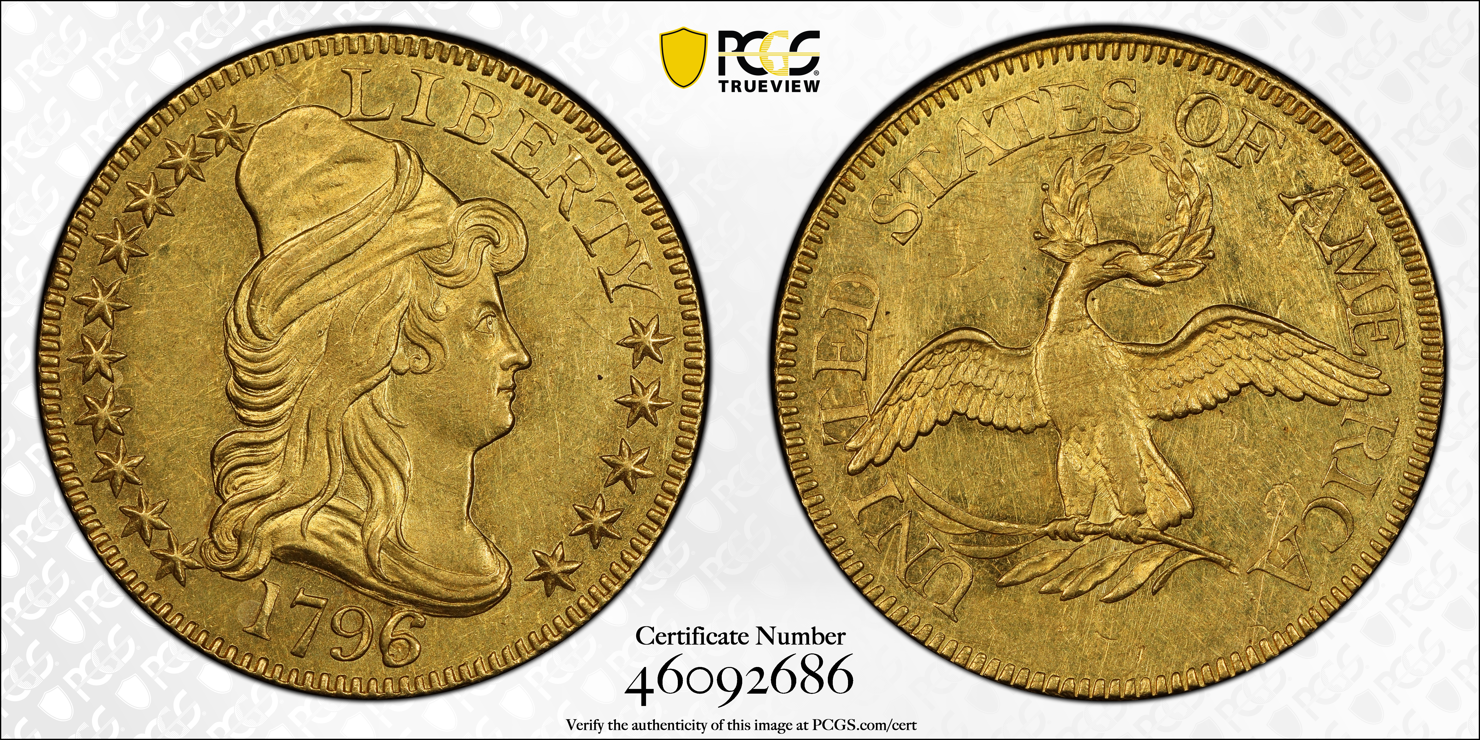 image for: 1796/5 Capped Bust Right Half Eagle. BD-1. Rarity-4+. MS-61 (PCGS).