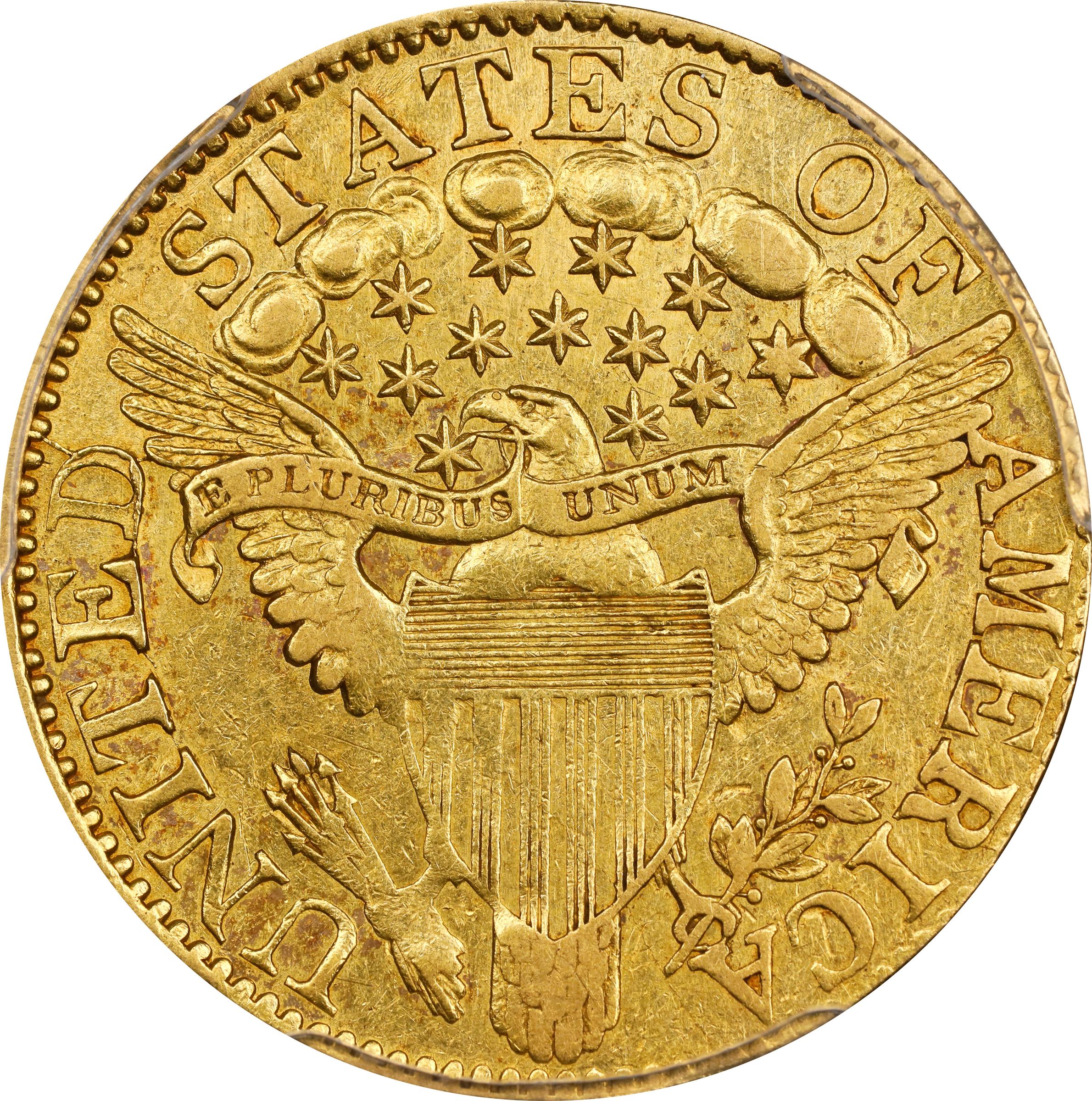 image for: 1799 Capped Bust Right Half Eagle. BD-8. Rarity-6. Large Reverse Stars. AU-53 (PCGS). CAC. Gold Harry W. Bass, Jr. Collection Label.
