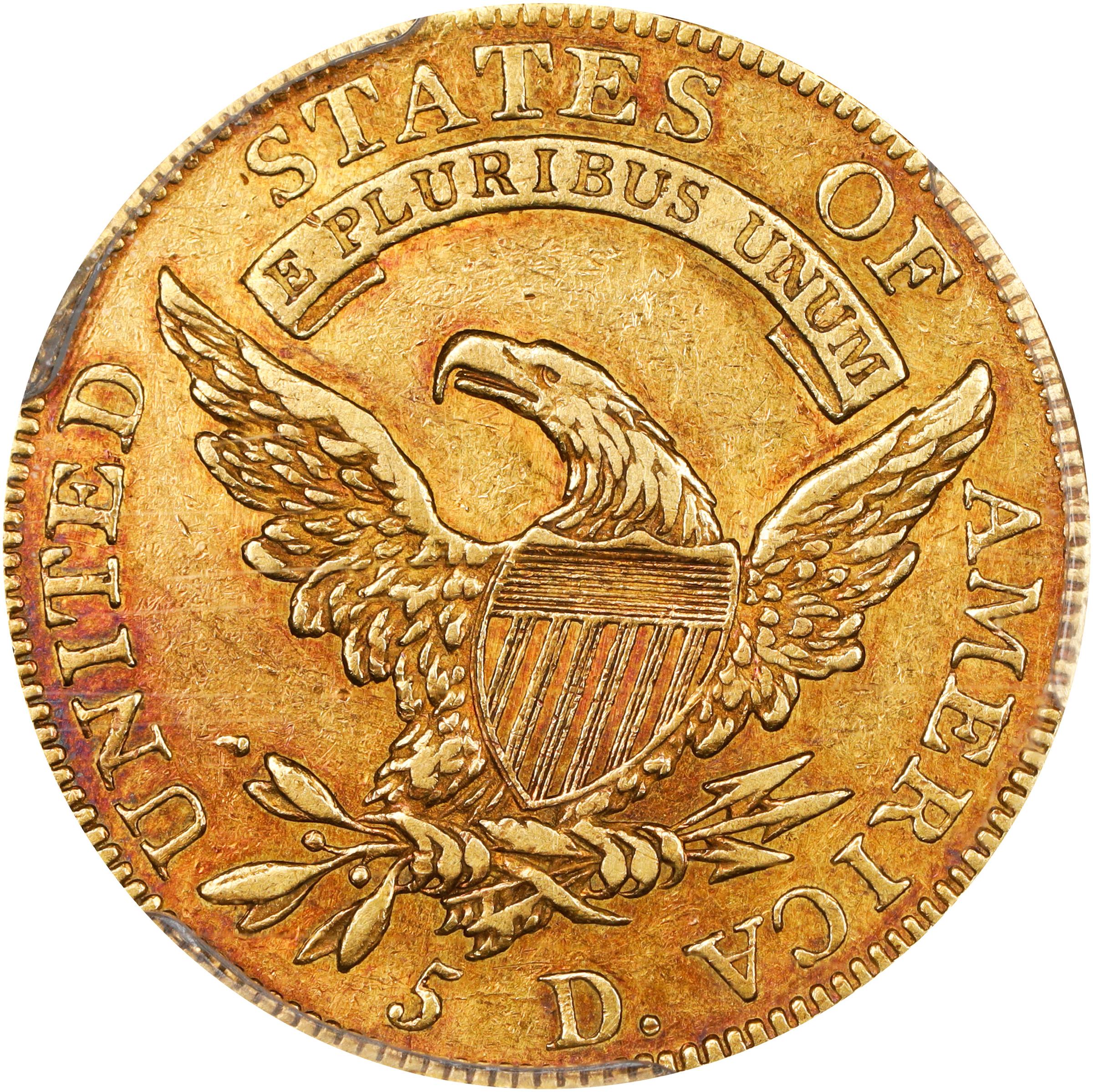 image for: 1810 Capped Bust Left Half Eagle. BD-2. Rarity-6. Small Date. Small 5. AU-55+ (PCGS). CAC. Gold Harry W. Bass, Jr. Collection Label.