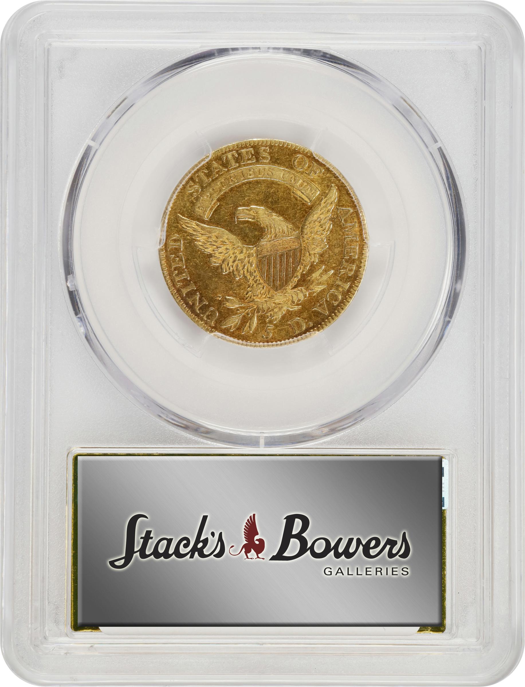 image for: 1810 Capped Bust Left Half Eagle. BD-2. Rarity-6. Small Date. Small 5. AU-55+ (PCGS). CAC. Gold Harry W. Bass, Jr. Collection Label.