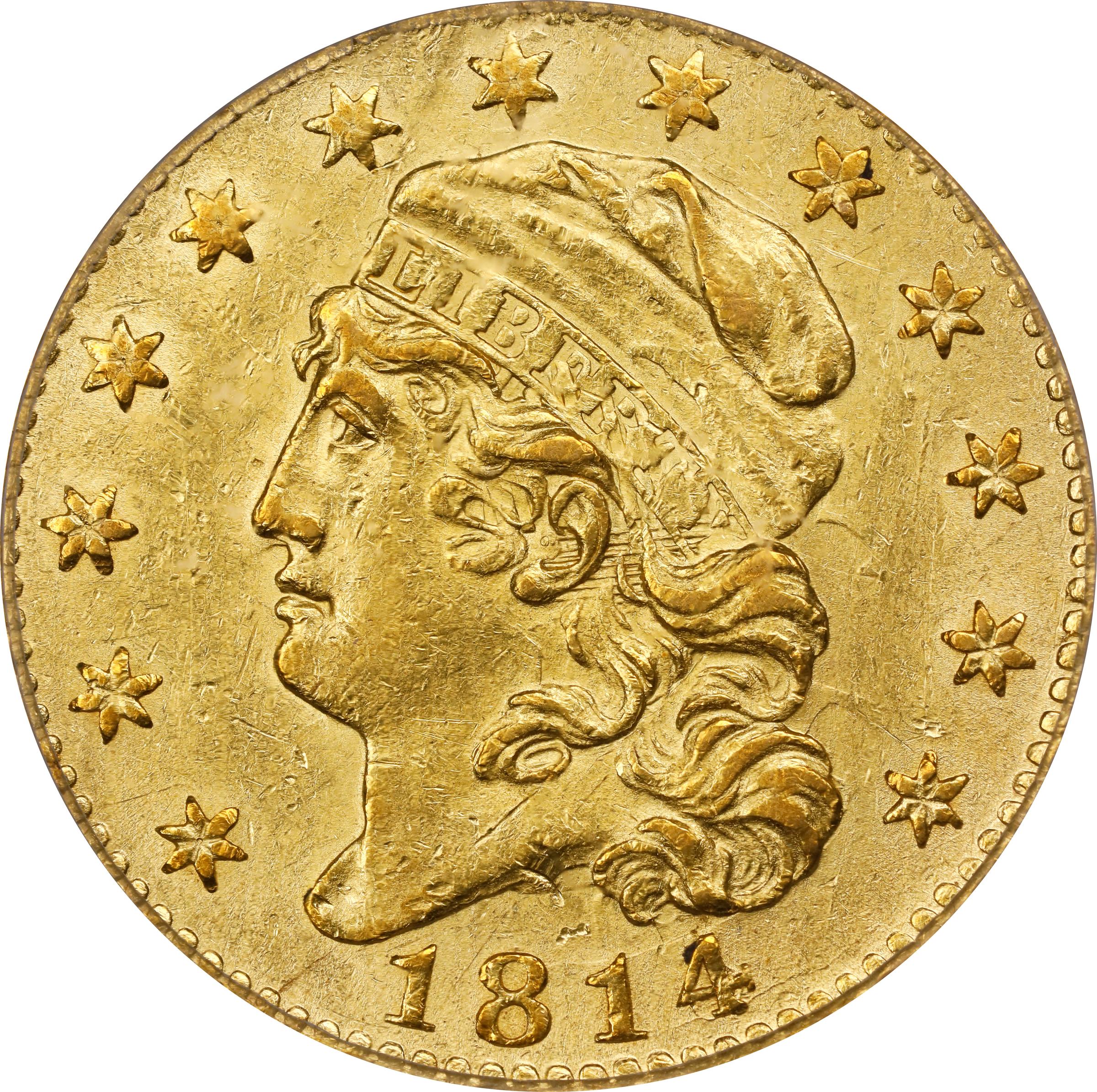 image for: 1814/3 Capped Head Left Half Eagle. BD-1. Rarity-4+. AU-58 (PCGS). CMQ. OGH.