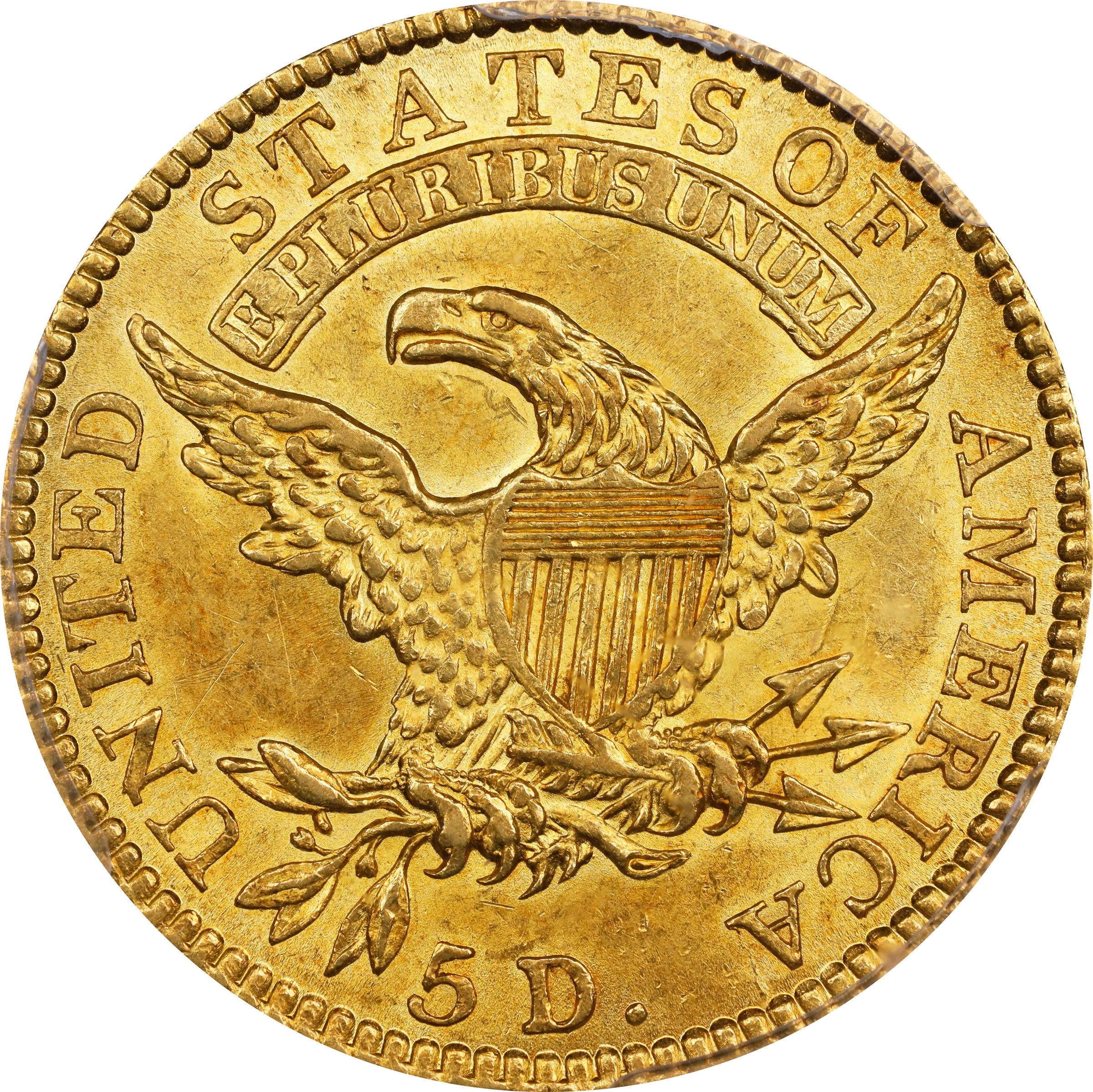 image for: 1818 Capped Head Left Half Eagle. BD-2. Rarity-4. STATESOF. MS-61 (PCGS). CAC.