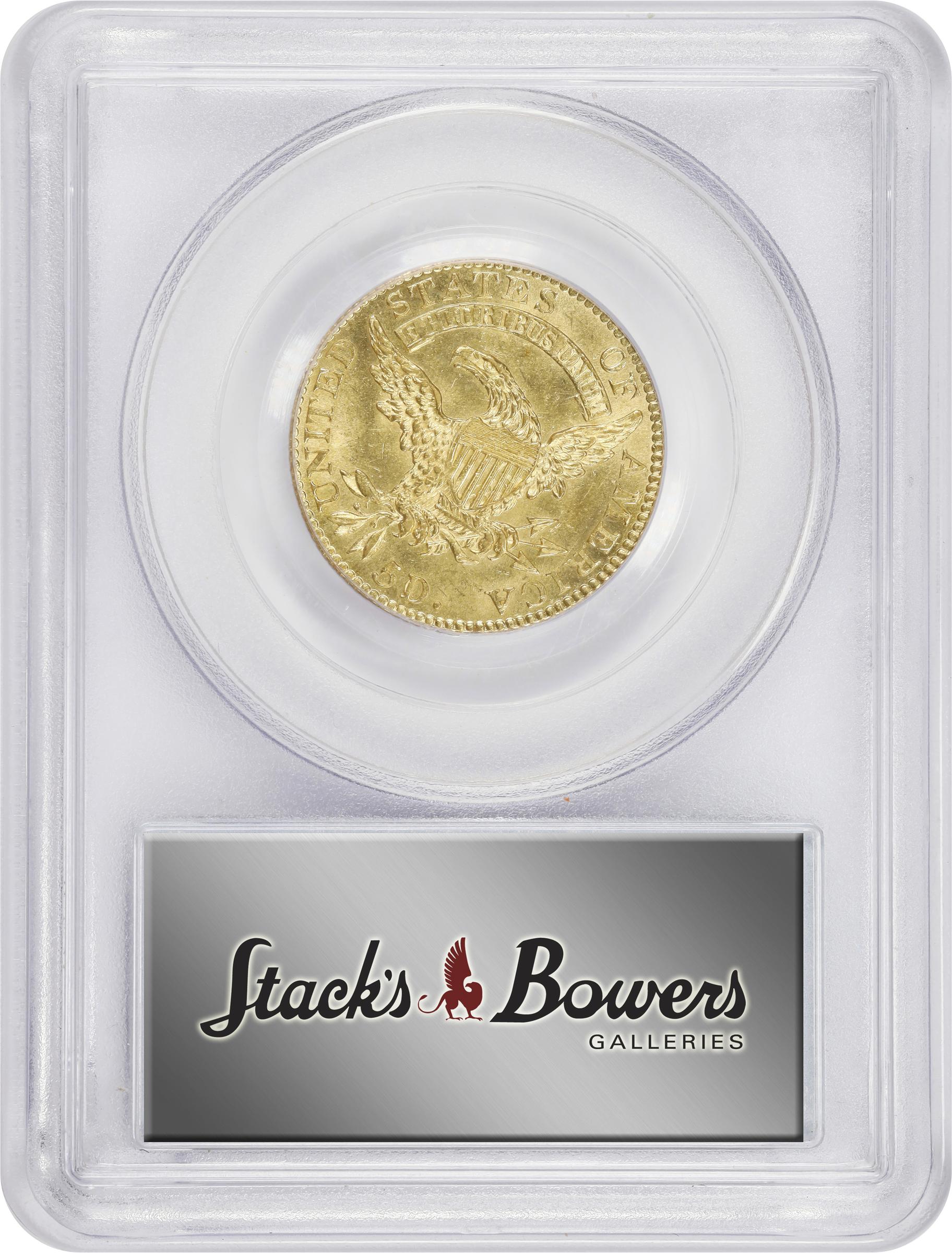 image for: 1818 Capped Head Left Half Eagle. BD-3. Rarity-5. 5D/50. MS-63 (PCGS). CAC.