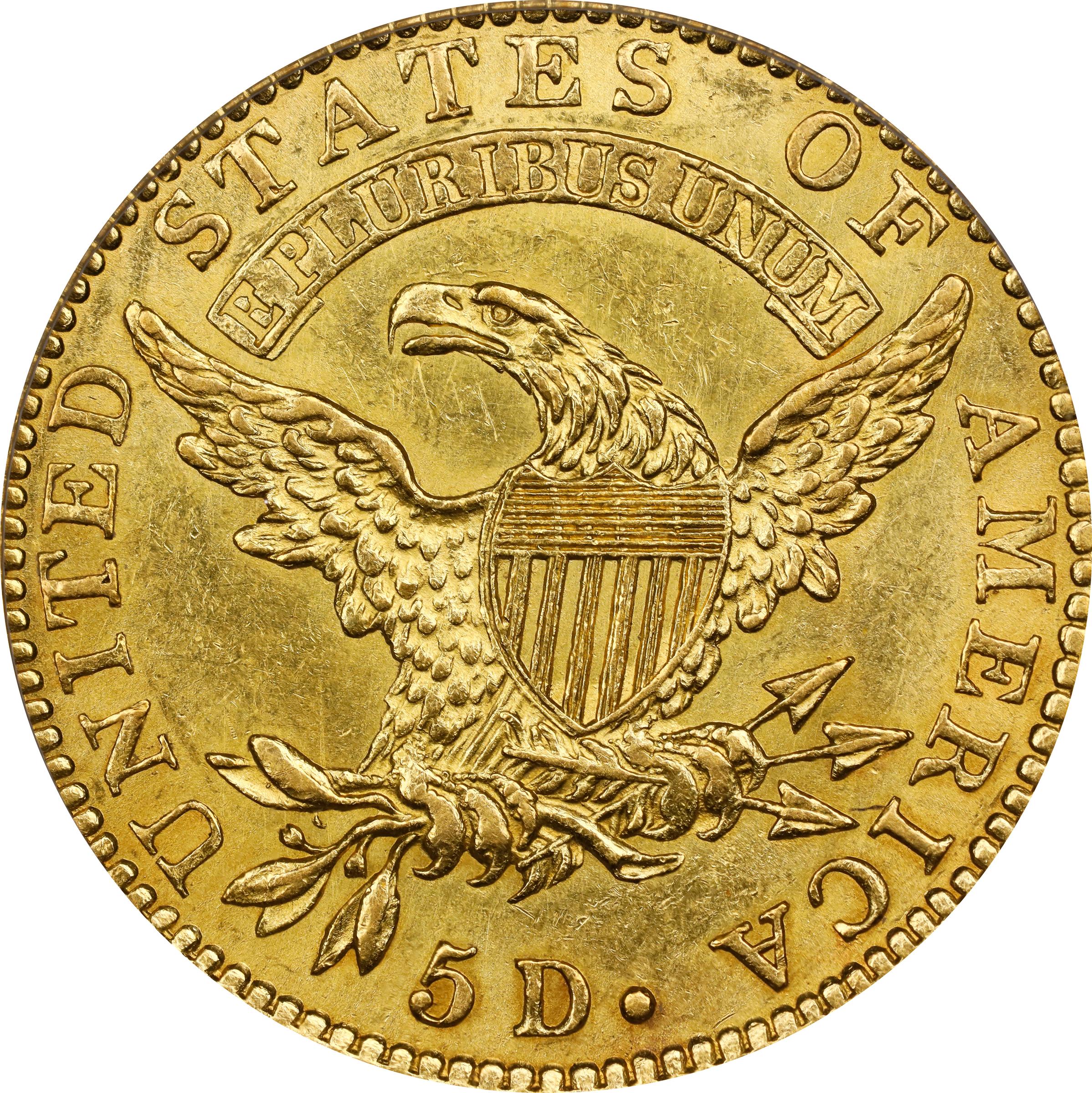 image for: 1824 Capped Head Left Half Eagle. BD-1. Rarity-5+. MS-62 (PCGS). CAC.