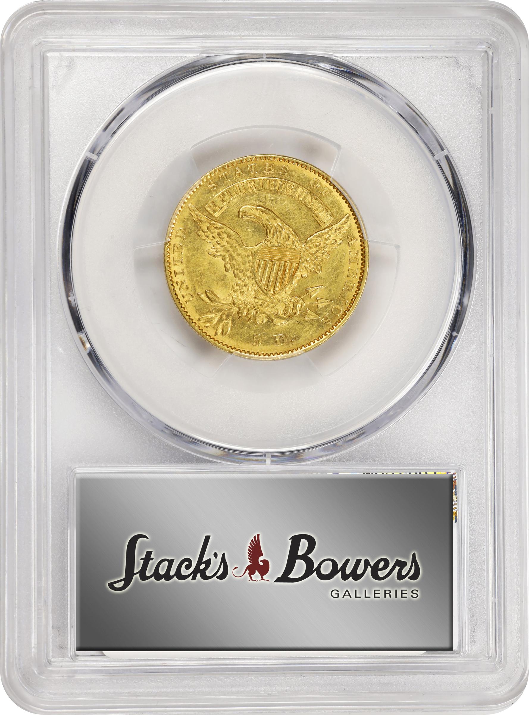 image for: 1833 Capped Head Left Half Eagle. BD-3. Rarity-7+. Close, Small Date, Close Period. AU-58+ (PCGS).