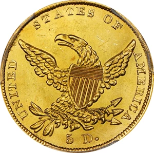 image for: 1837 Classic Head Half Eagle. HM-2. Rarity-3+. Block 8, Broken Arrow. MS-64+ (PCGS). CAC.