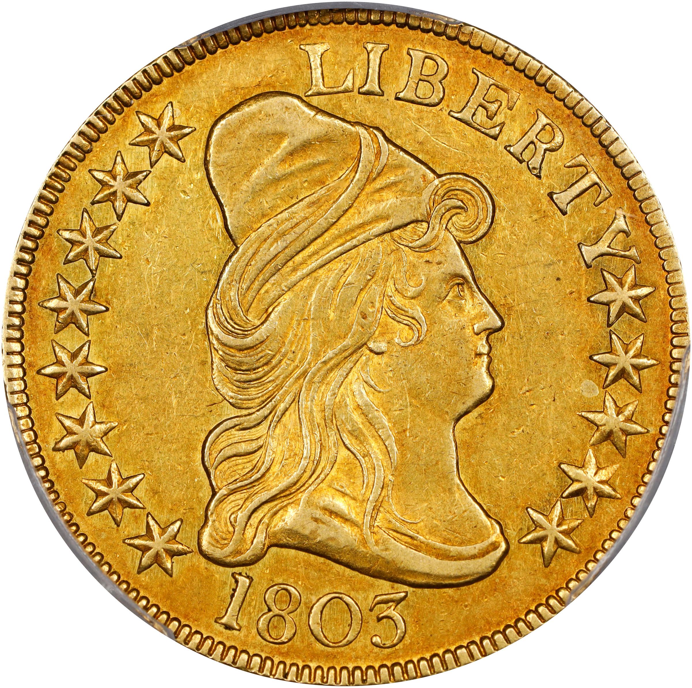 image for: 1803 Capped Bust Right Eagle. BD-2, Taraszka-27. Rarity-7. Small Reverse Stars. AU-53 (PCGS). CAC.