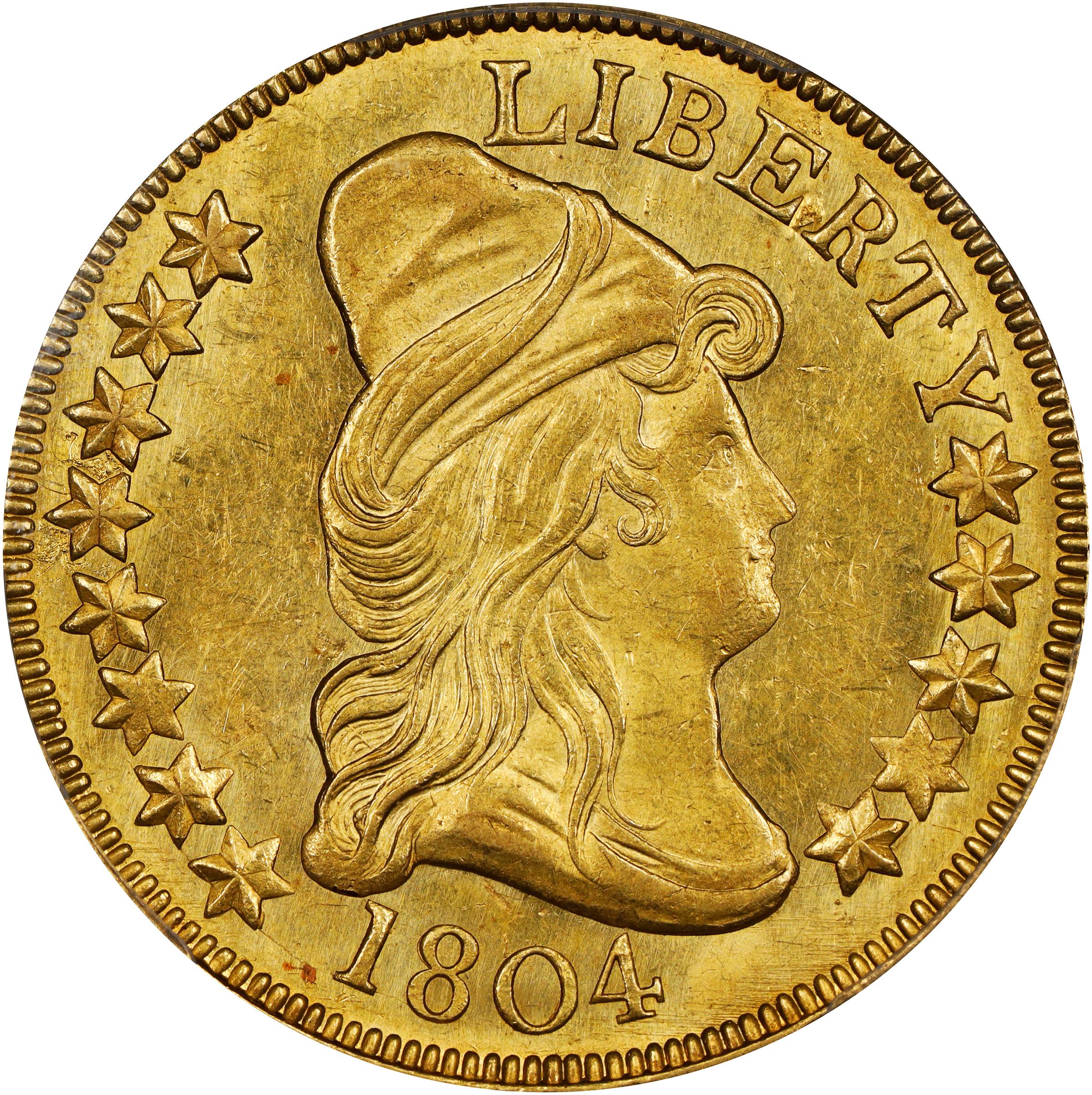 image for: 1804 Capped Bust Right Eagle. BD-1, Taraszka-31. Rarity-4+. Crosslet 4. MS-62 (PCGS).