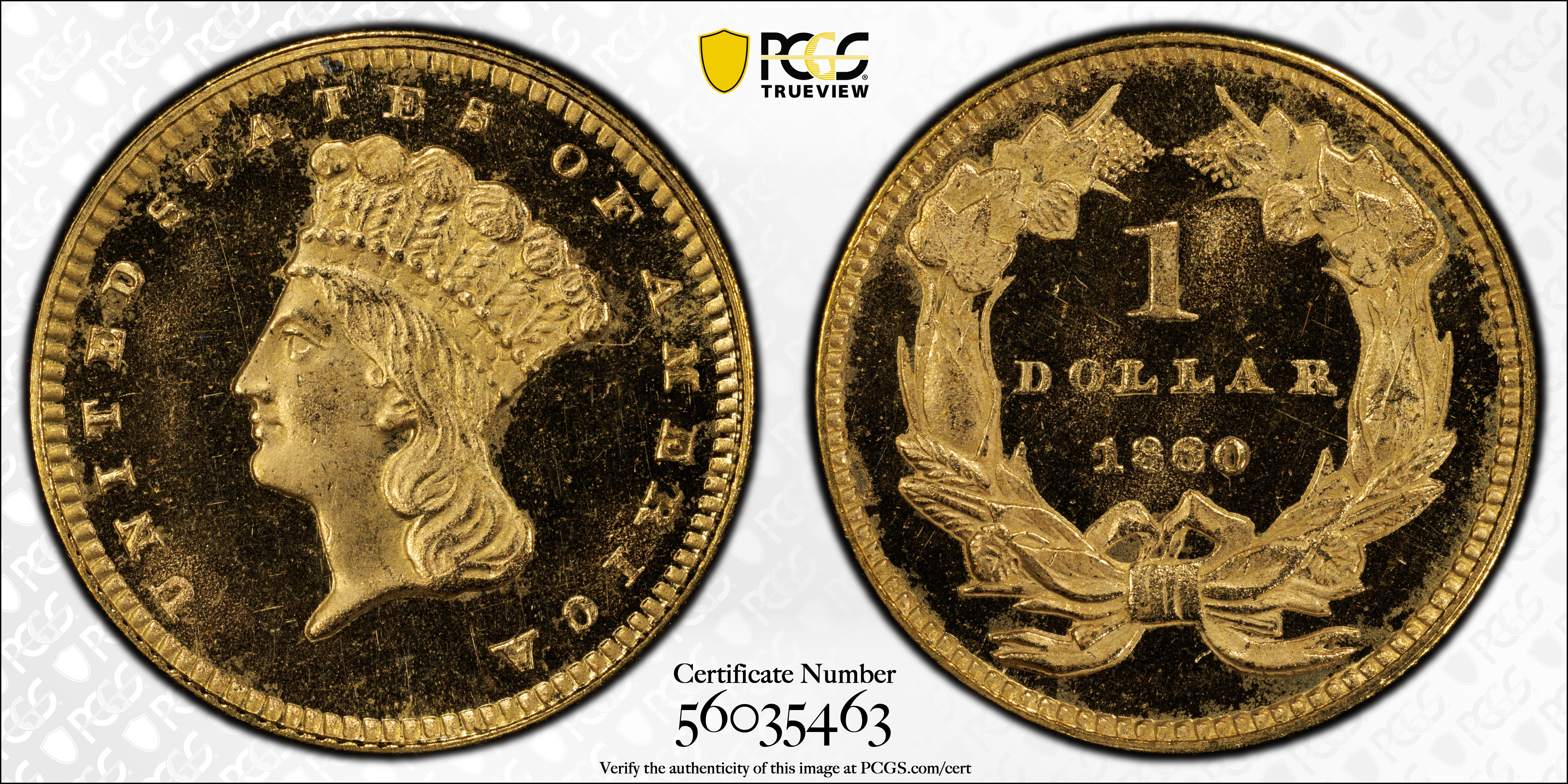 image for: 1860 Gold Dollar. JD-1. Rarity-6+. Proof-64 Deep Cameo (PCGS). CAC. CMQ-X.