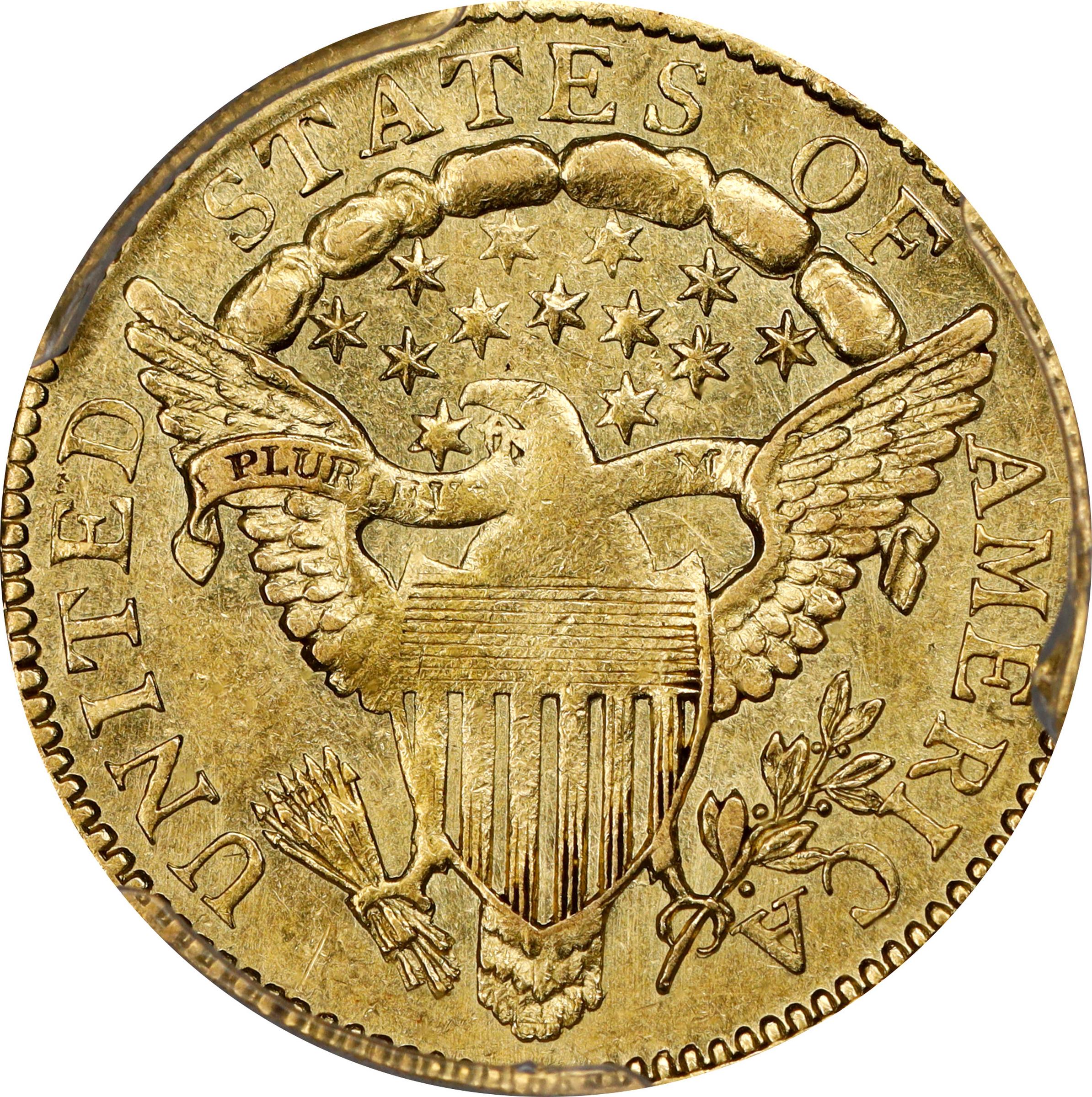 image for: 1806/4 Capped Bust Right Quarter Eagle. BD-1. Rarity-4+. Stars 8x5. AU-58 (PCGS).