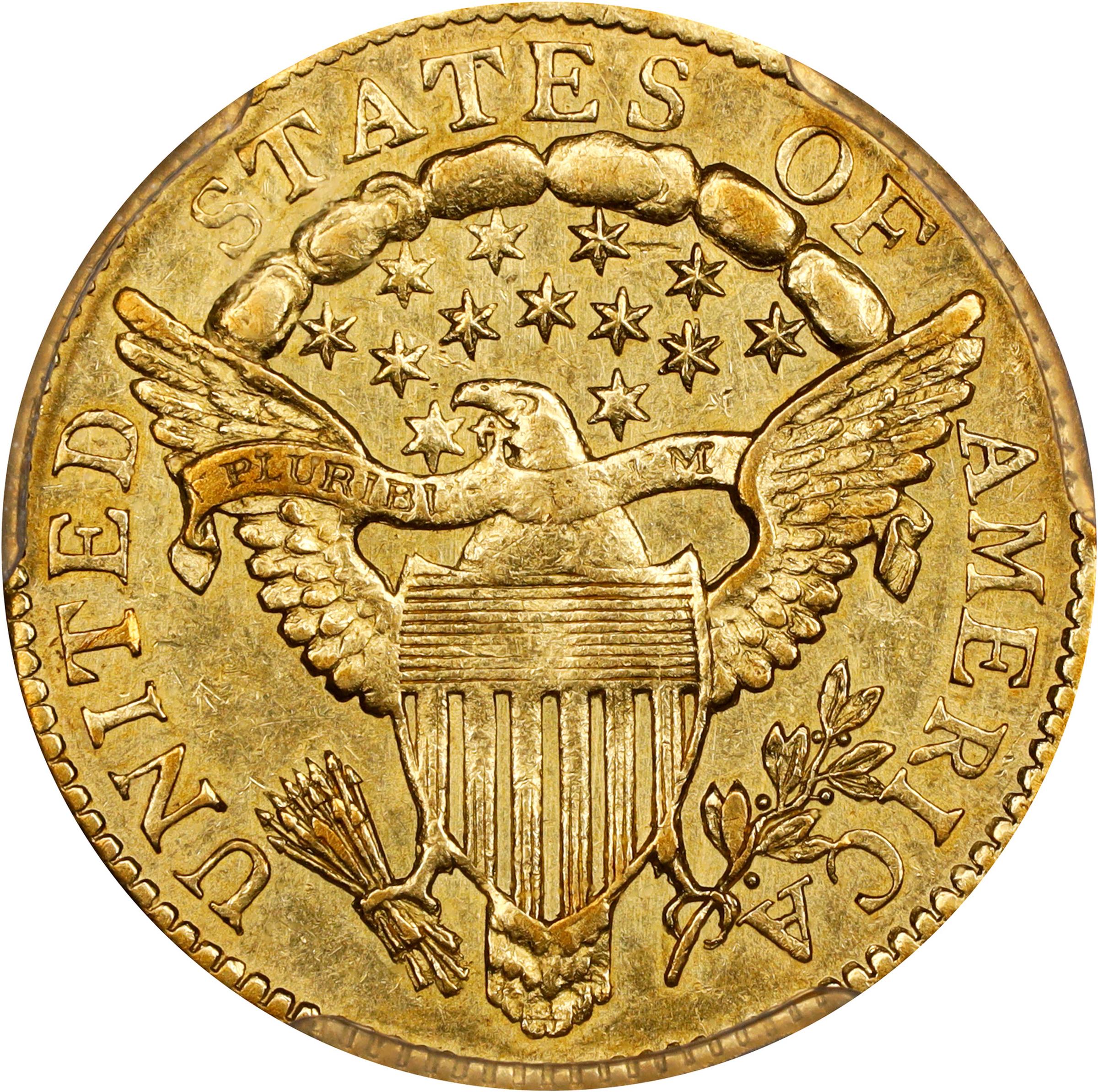 image for: 1806/5 Capped Bust Right Quarter Eagle. BD-2. Rarity-5+. Stars 7x6. AU-58 (PCGS).