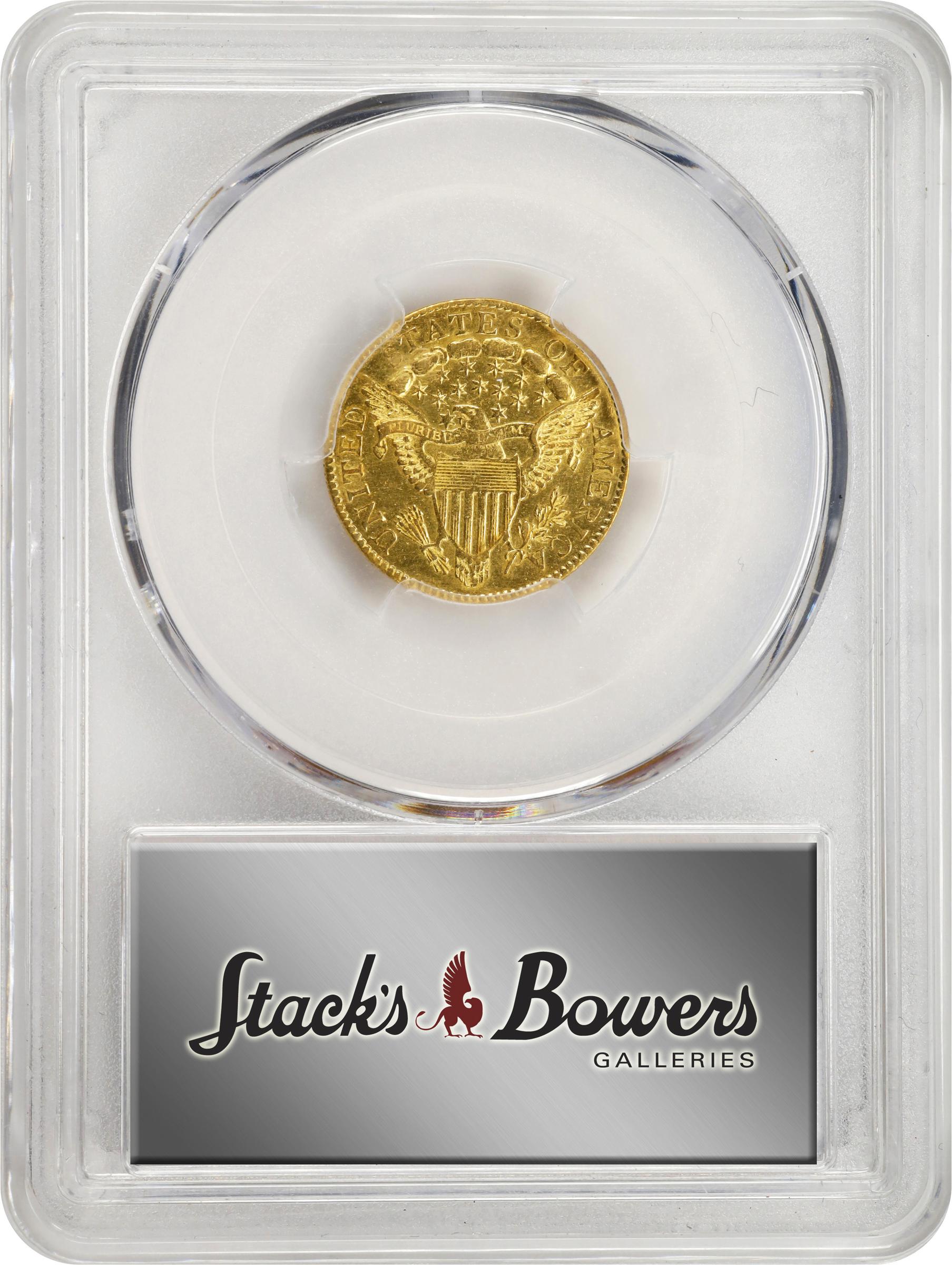 image for: 1806/5 Capped Bust Right Quarter Eagle. BD-2. Rarity-5+. Stars 7x6. AU-58 (PCGS).