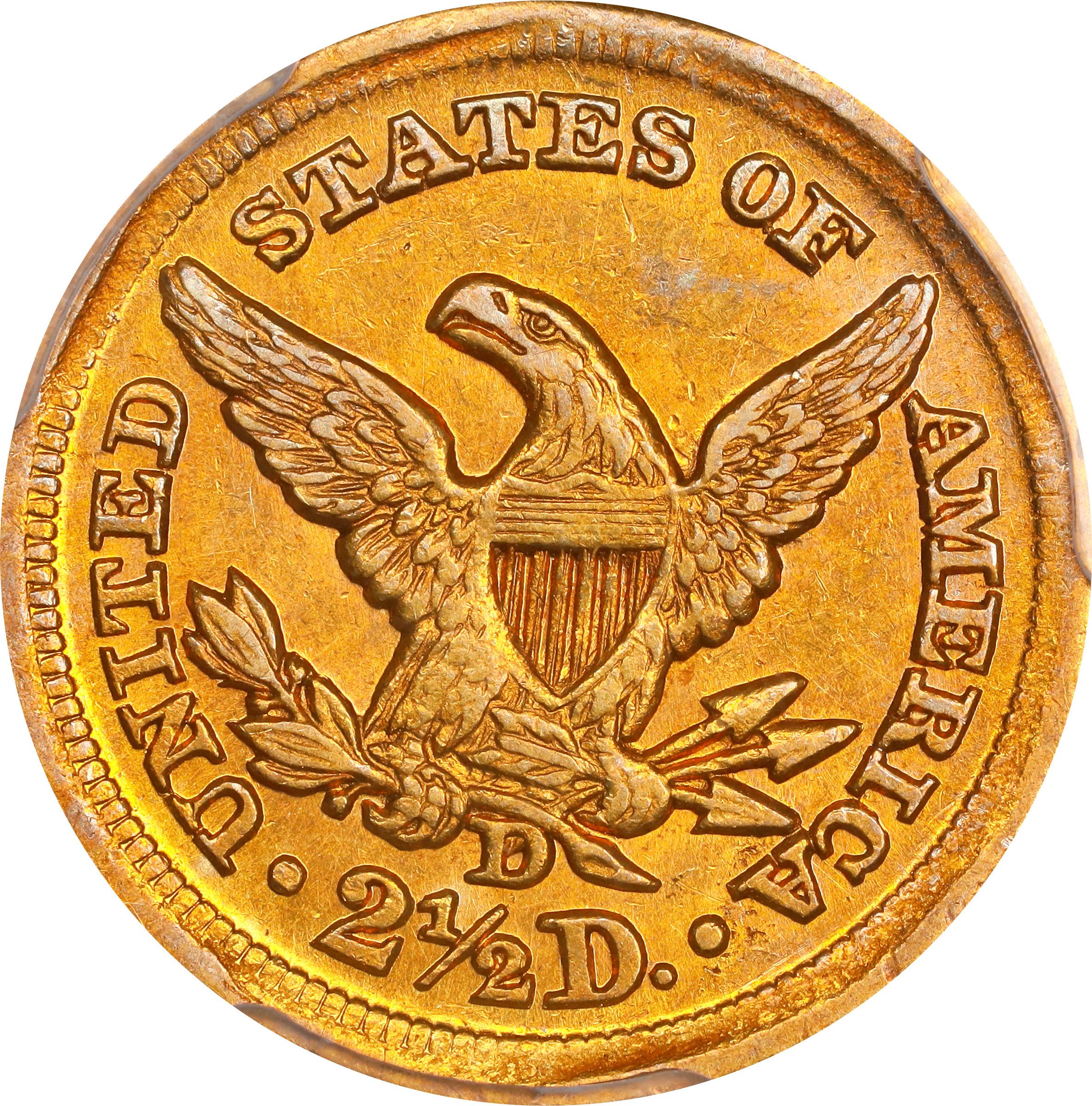 image for: 1855-D Liberty Head Quarter Eagle. Winter 19-N. AU-55 (PCGS).