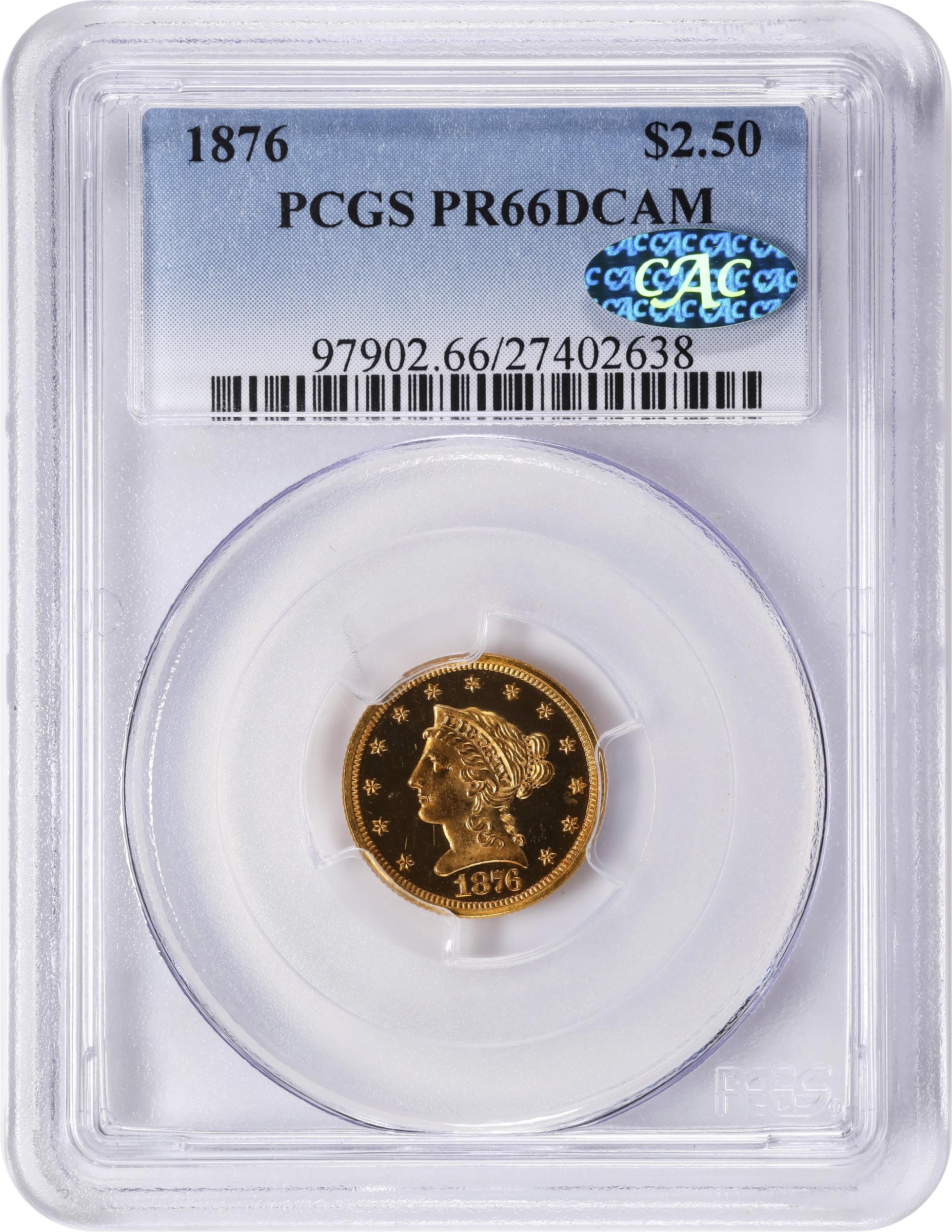 image for: 1876 Liberty Head Quarter Eagle. JD-1. Rarity-6-. Proof-66 Deep Cameo (PCGS). CAC.
