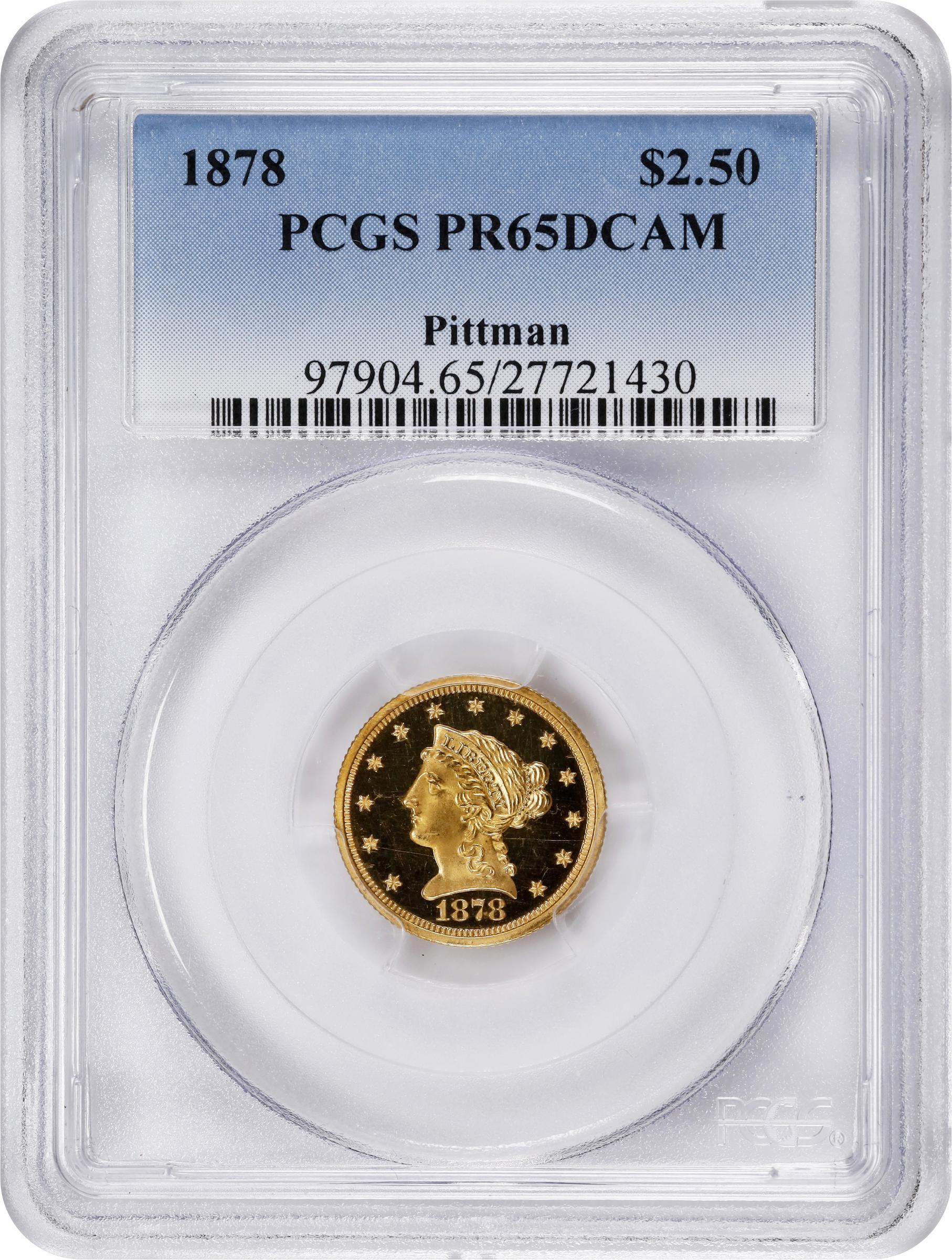 image for: 1878 Liberty Head Quarter Eagle. JD-2. Rarity-7-. Proof-65 Deep Cameo (PCGS).