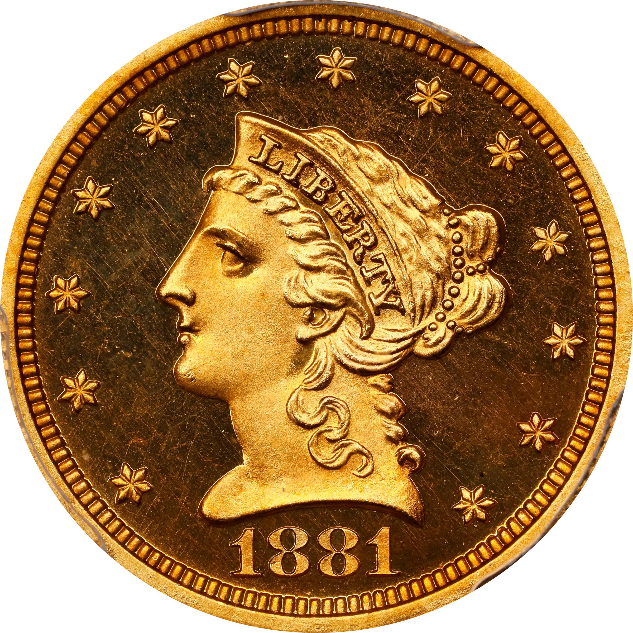 image for: 1881 Liberty Head Quarter Eagle. JD-1. Rarity-6. Proof-67 Deep Cameo (PCGS). CAC.