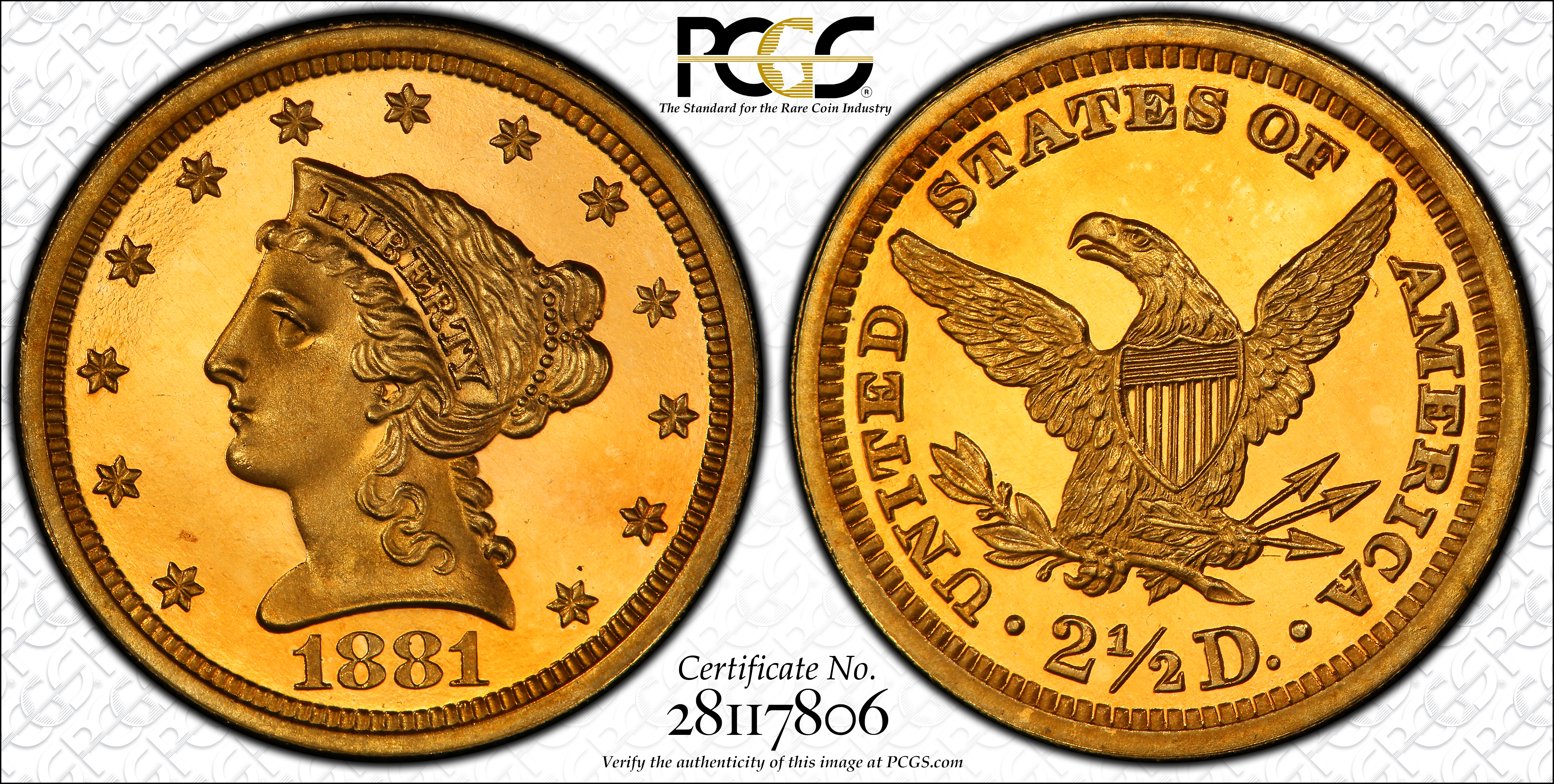 image for: 1881 Liberty Head Quarter Eagle. JD-1. Rarity-6. Proof-67 Deep Cameo (PCGS). CAC.
