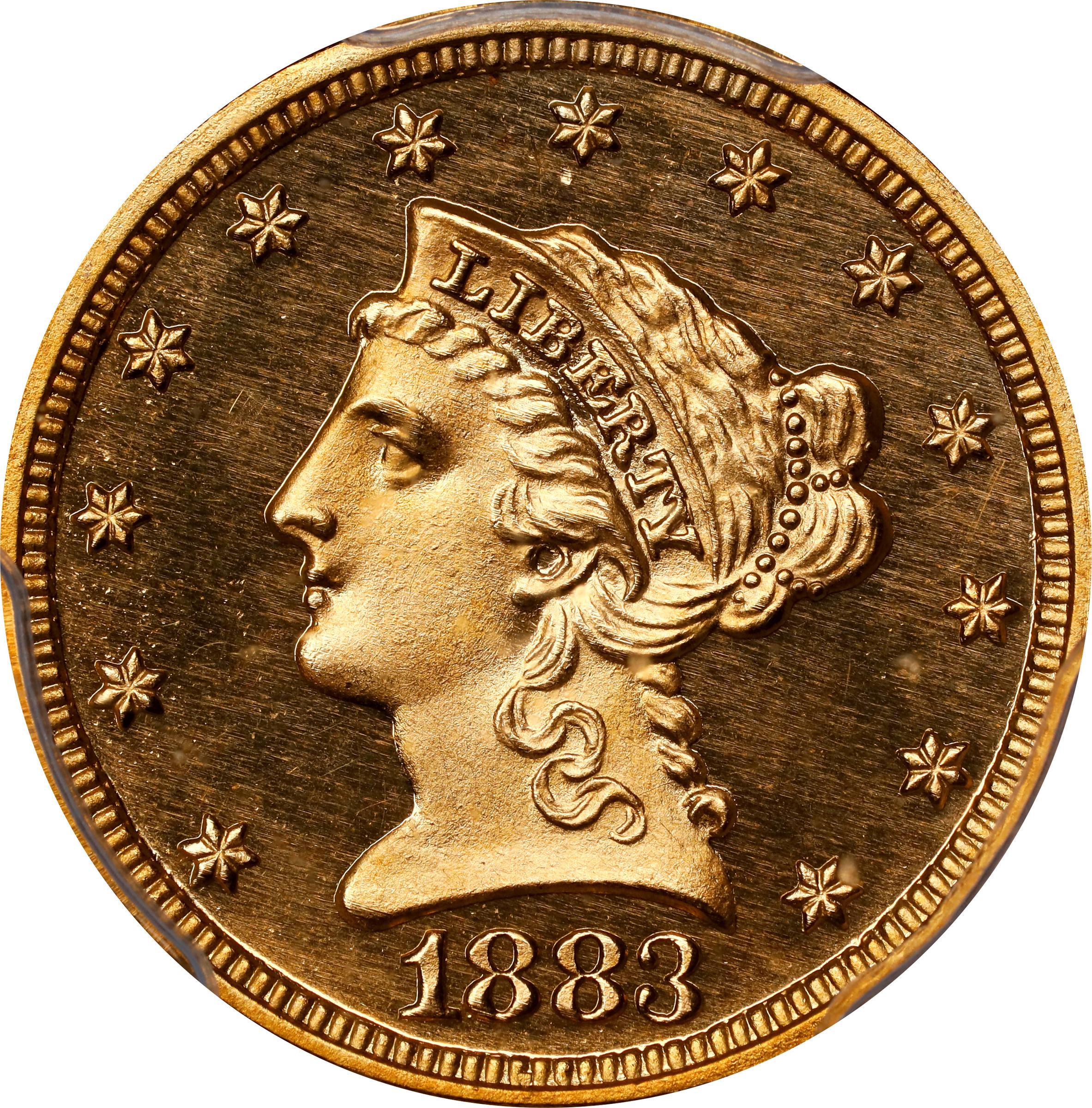 image for: 1883 Liberty Head Quarter Eagle. JD-1. Rarity-5+. Proof-67 Cameo (PCGS).