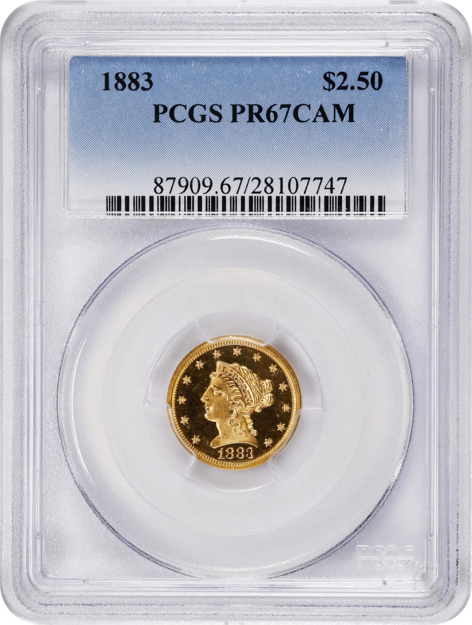 image for: 1883 Liberty Head Quarter Eagle. JD-1. Rarity-5+. Proof-67 Cameo (PCGS).
