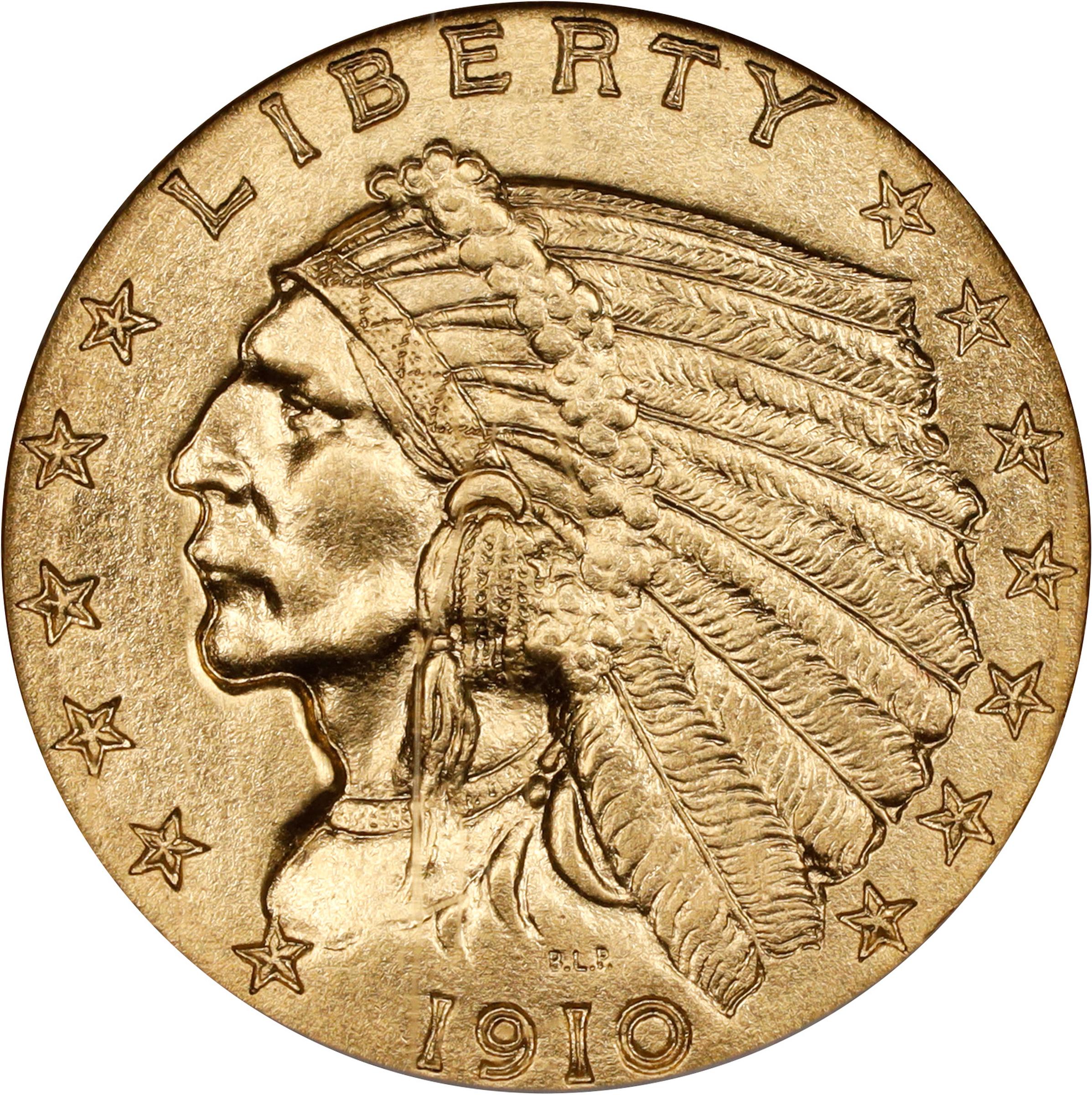 image for: 1910 Indian Quarter Eagle. JD-1. Rarity-4. Proof-66 (NGC).