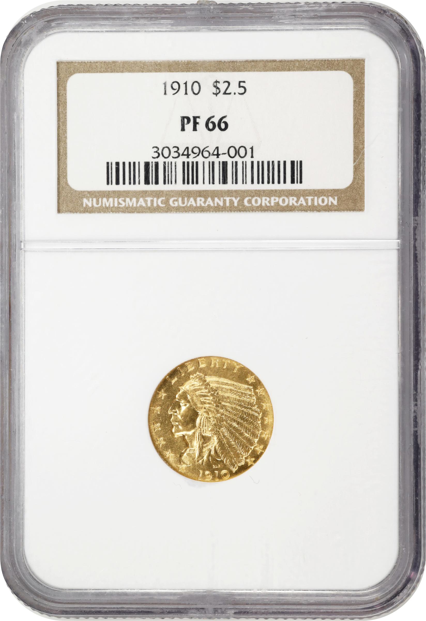 image for: 1910 Indian Quarter Eagle. JD-1. Rarity-4. Proof-66 (NGC).