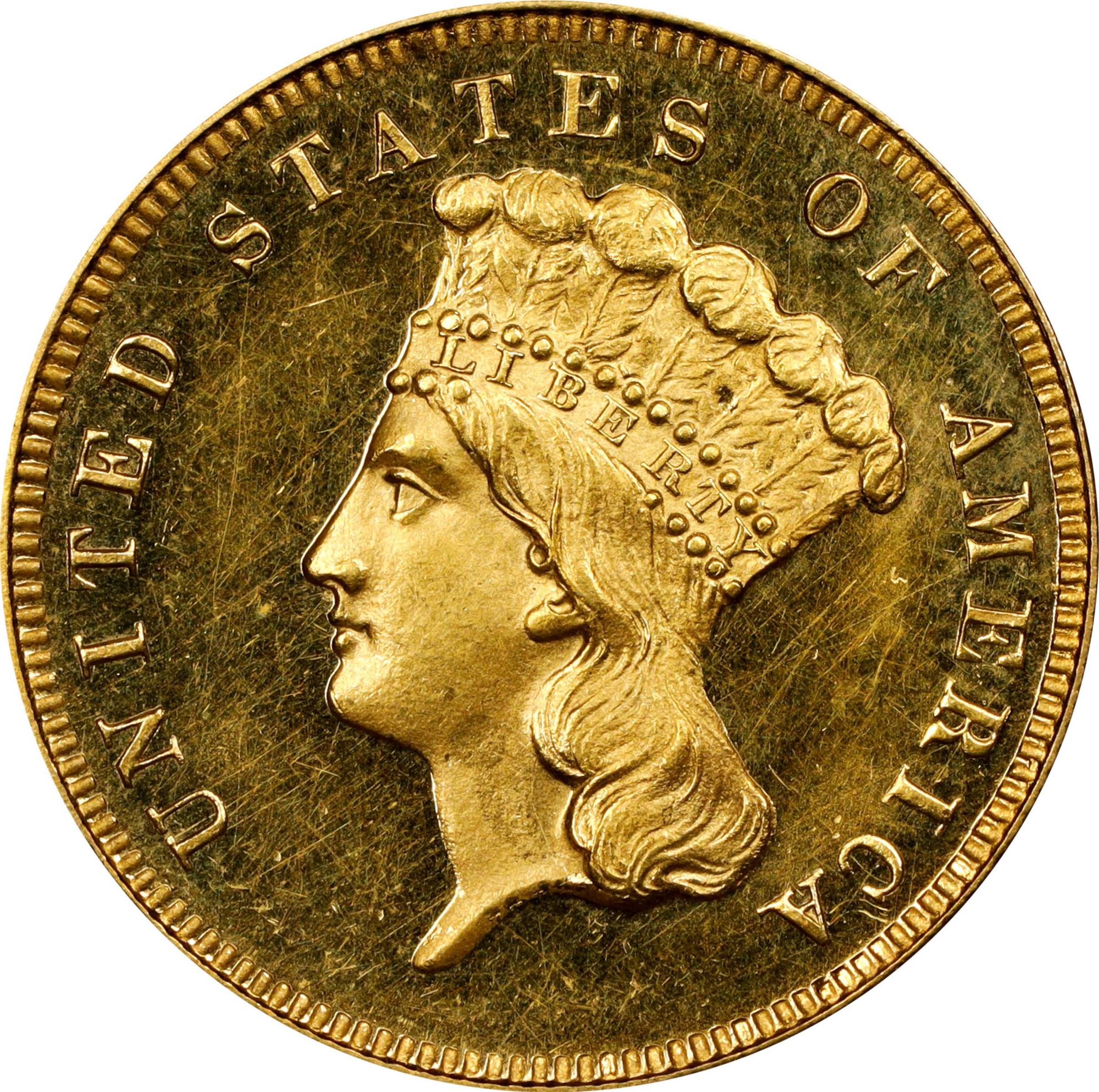 image for: 1855 Three-Dollar Gold Piece. JD-1. Rarity-7+. Proof-63 Deep Cameo (PCGS). CAC. CMQ.