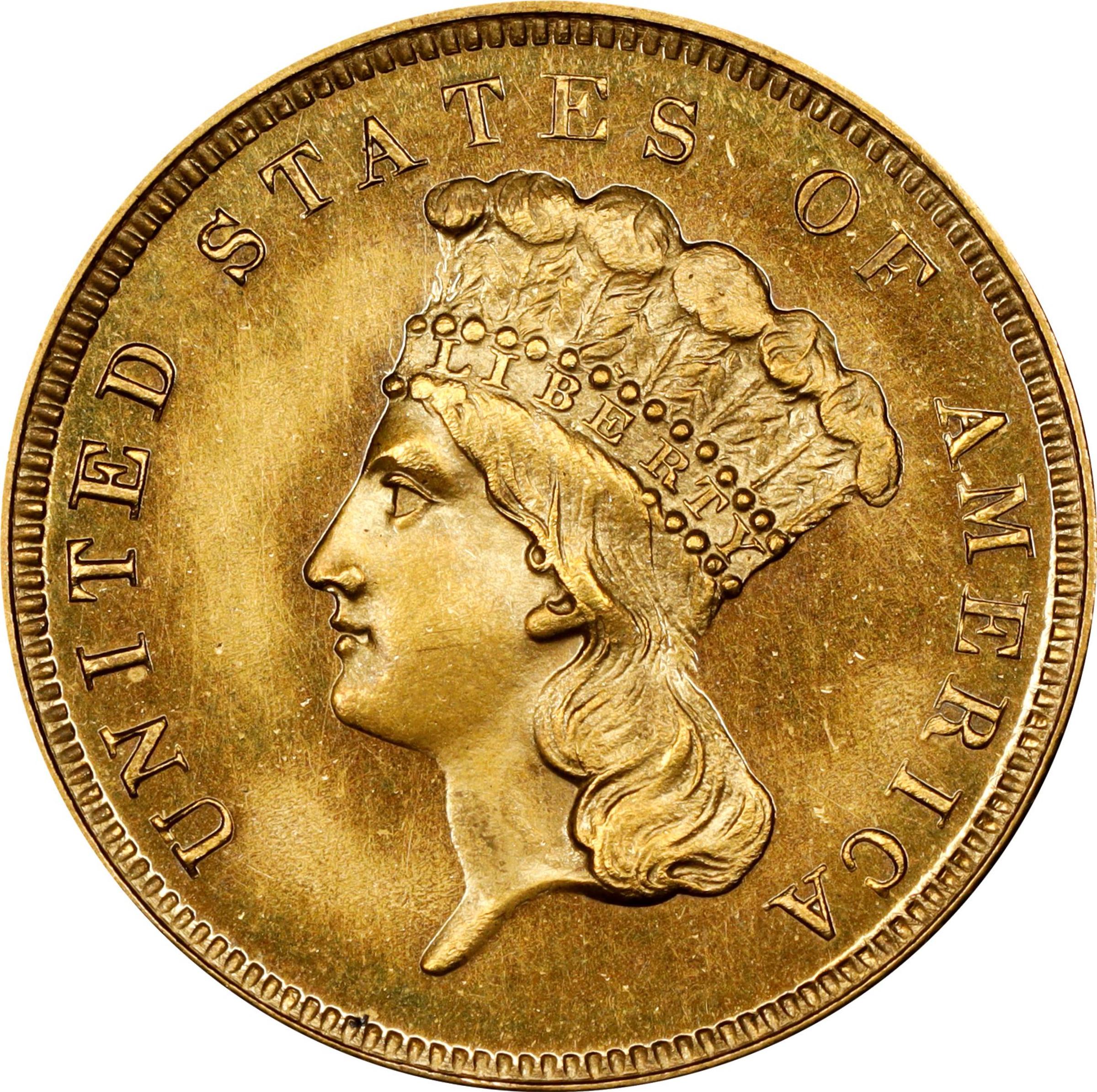 image for: 1856 Three-Dollar Gold Piece. JD-1. Rarity-7. Proof-64 Cameo (PCGS). CAC. CMQ.