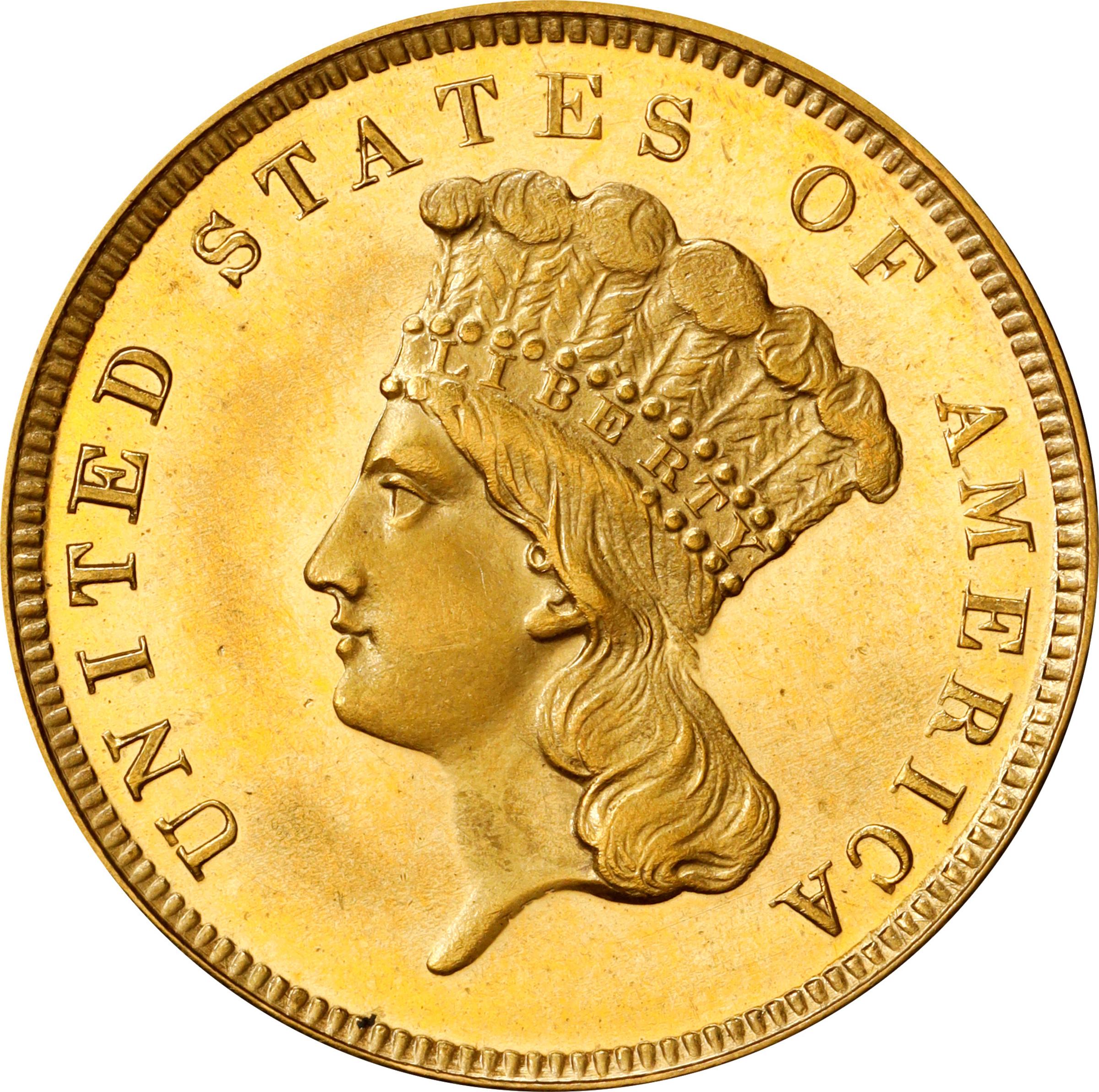 image for: 1856 Three-Dollar Gold Piece. JD-1. Rarity-7. Proof-64 Cameo (PCGS). CAC. CMQ.