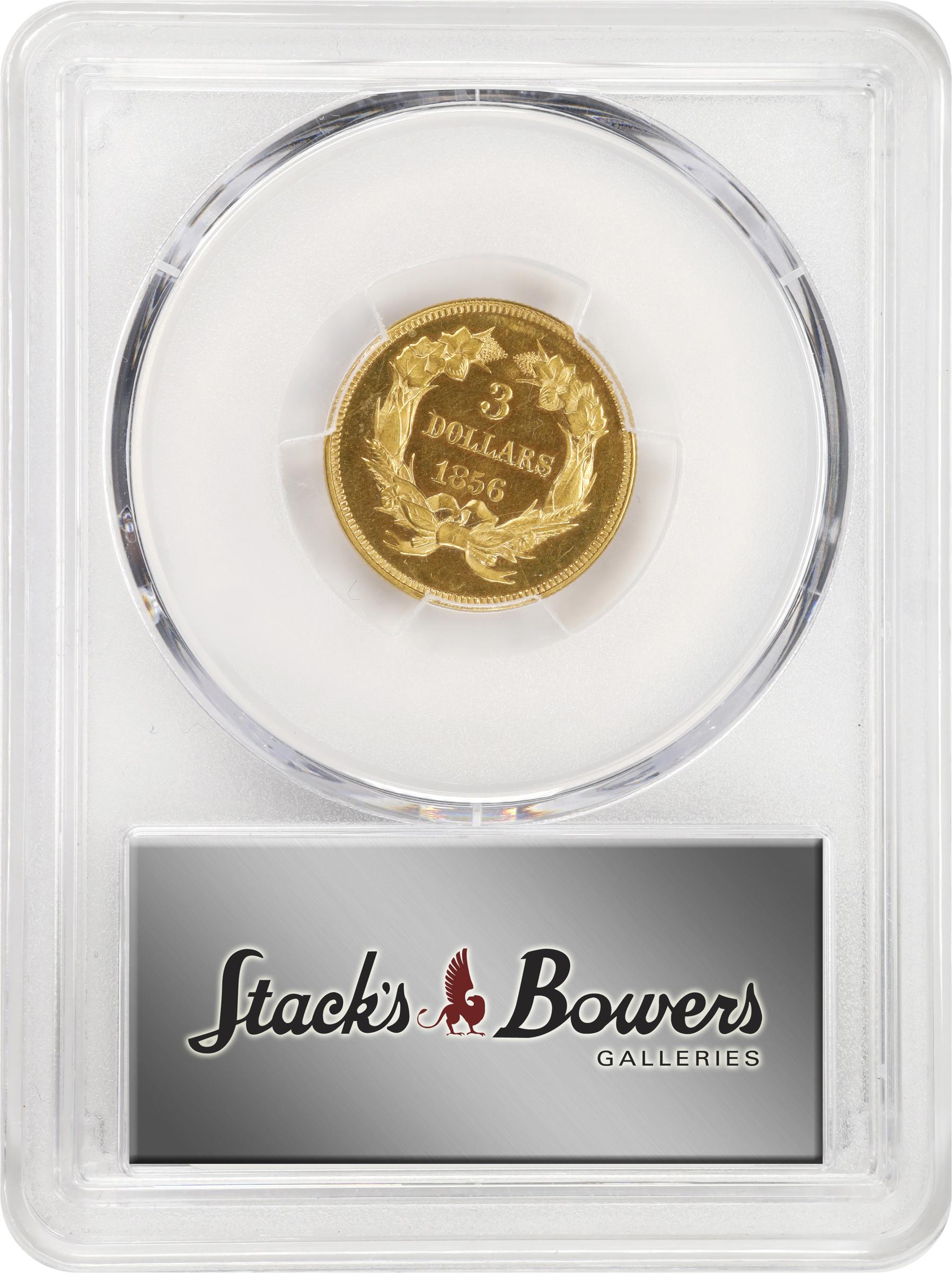 image for: 1856 Three-Dollar Gold Piece. JD-1. Rarity-7. Proof-64 Cameo (PCGS). CAC. CMQ.