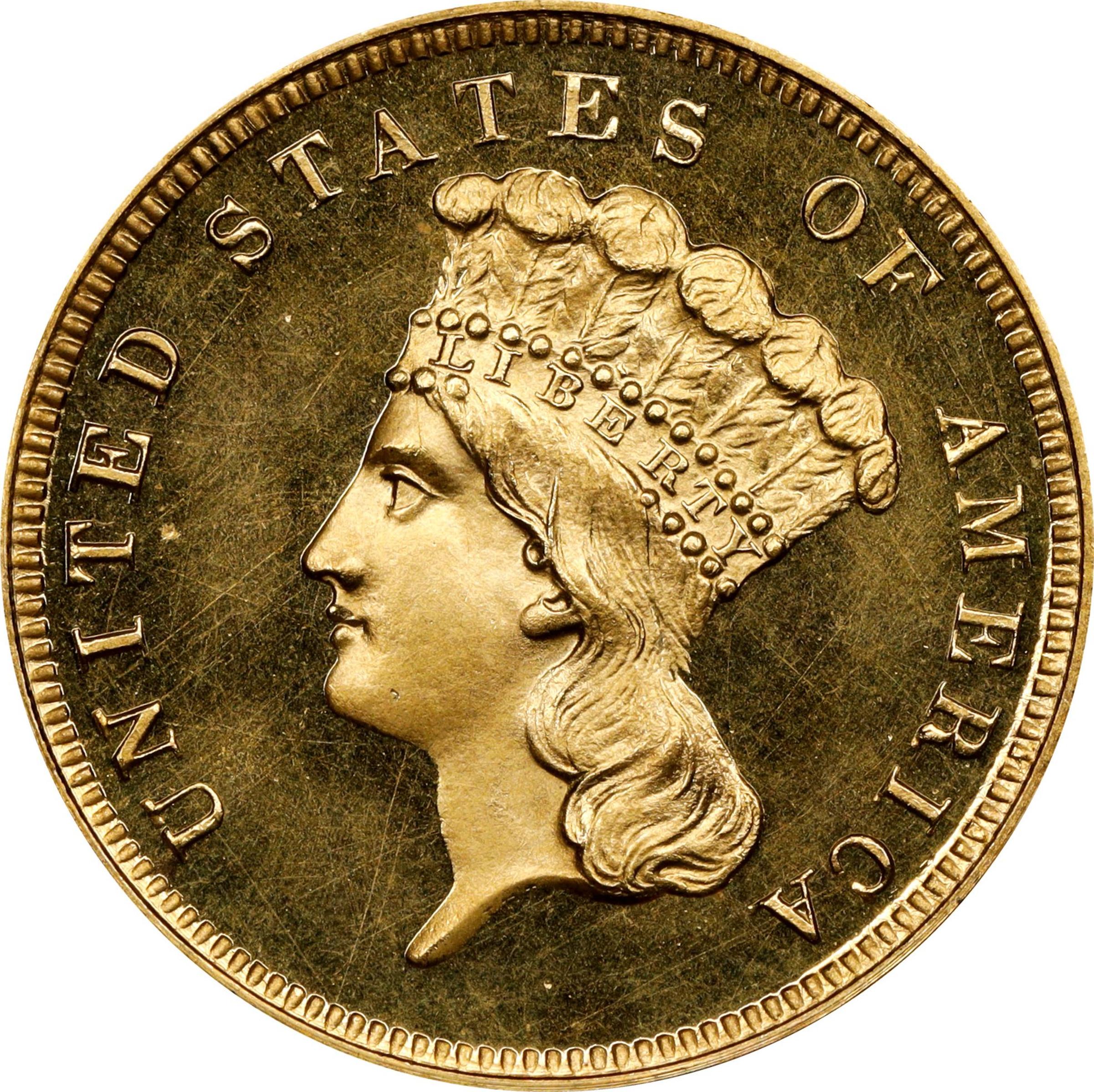 image for: 1857 Three-Dollar Gold Piece. JD-1. Rarity-7. Proof-66 Deep Cameo (PCGS). CAC. CMQ.
