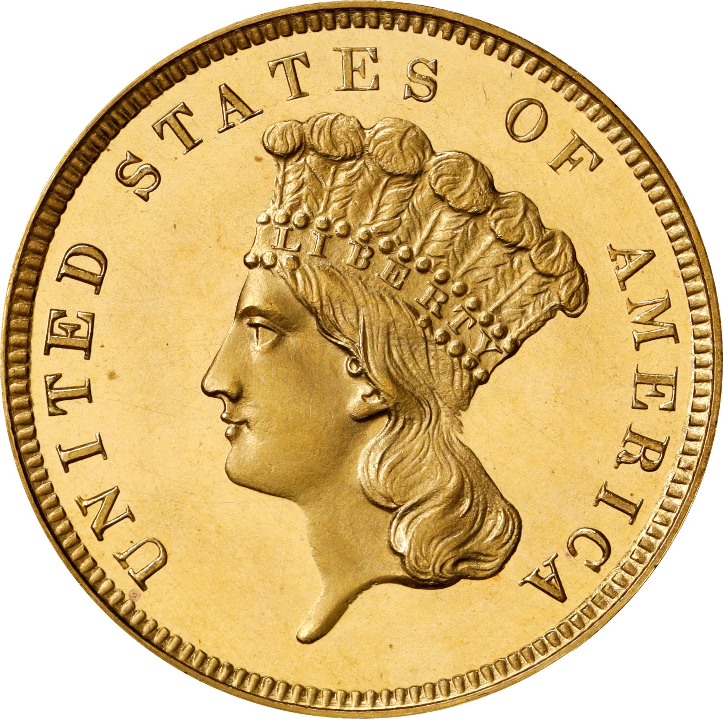 image for: 1857 Three-Dollar Gold Piece. JD-1. Rarity-7. Proof-66 Deep Cameo (PCGS). CAC. CMQ.