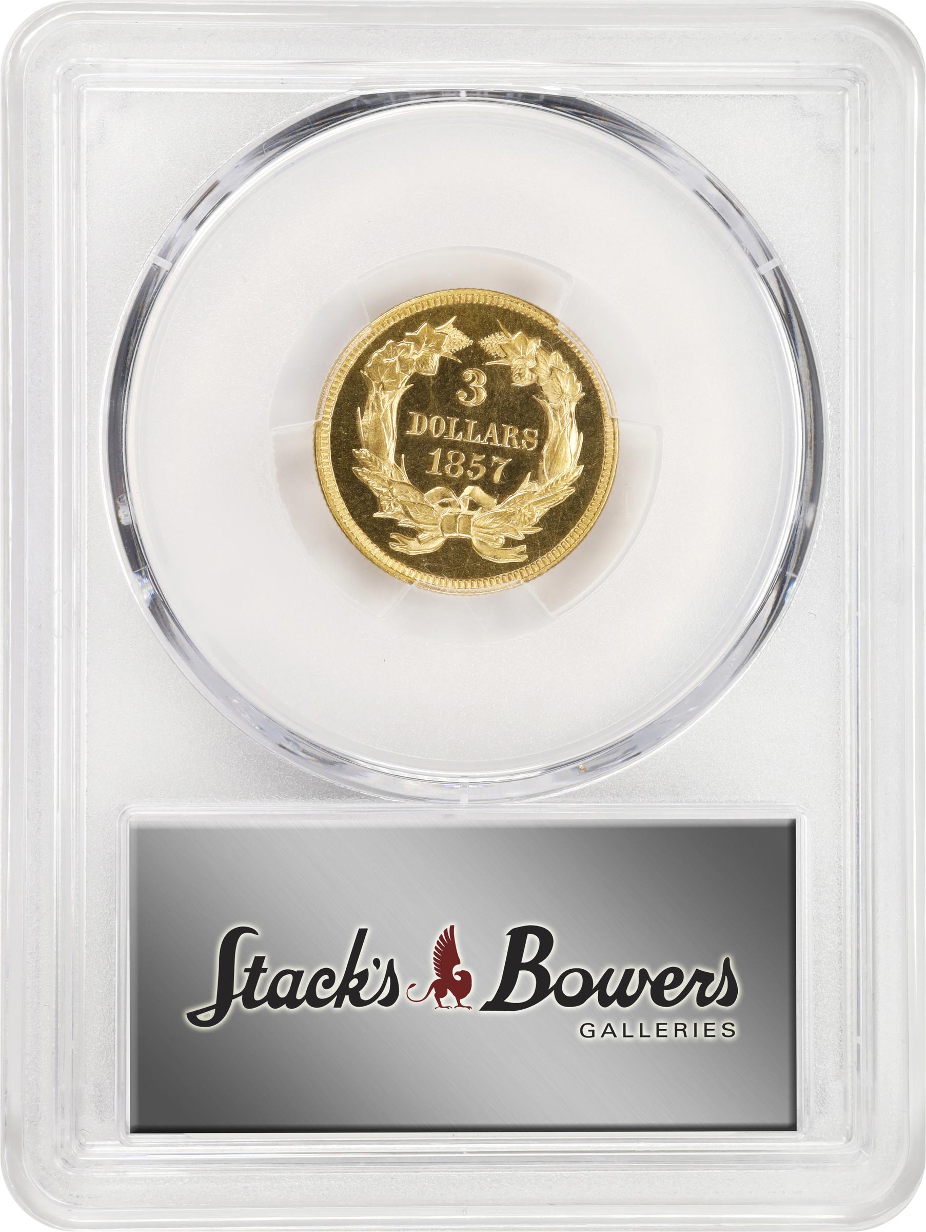 image for: 1857 Three-Dollar Gold Piece. JD-1. Rarity-7. Proof-66 Deep Cameo (PCGS). CAC. CMQ.