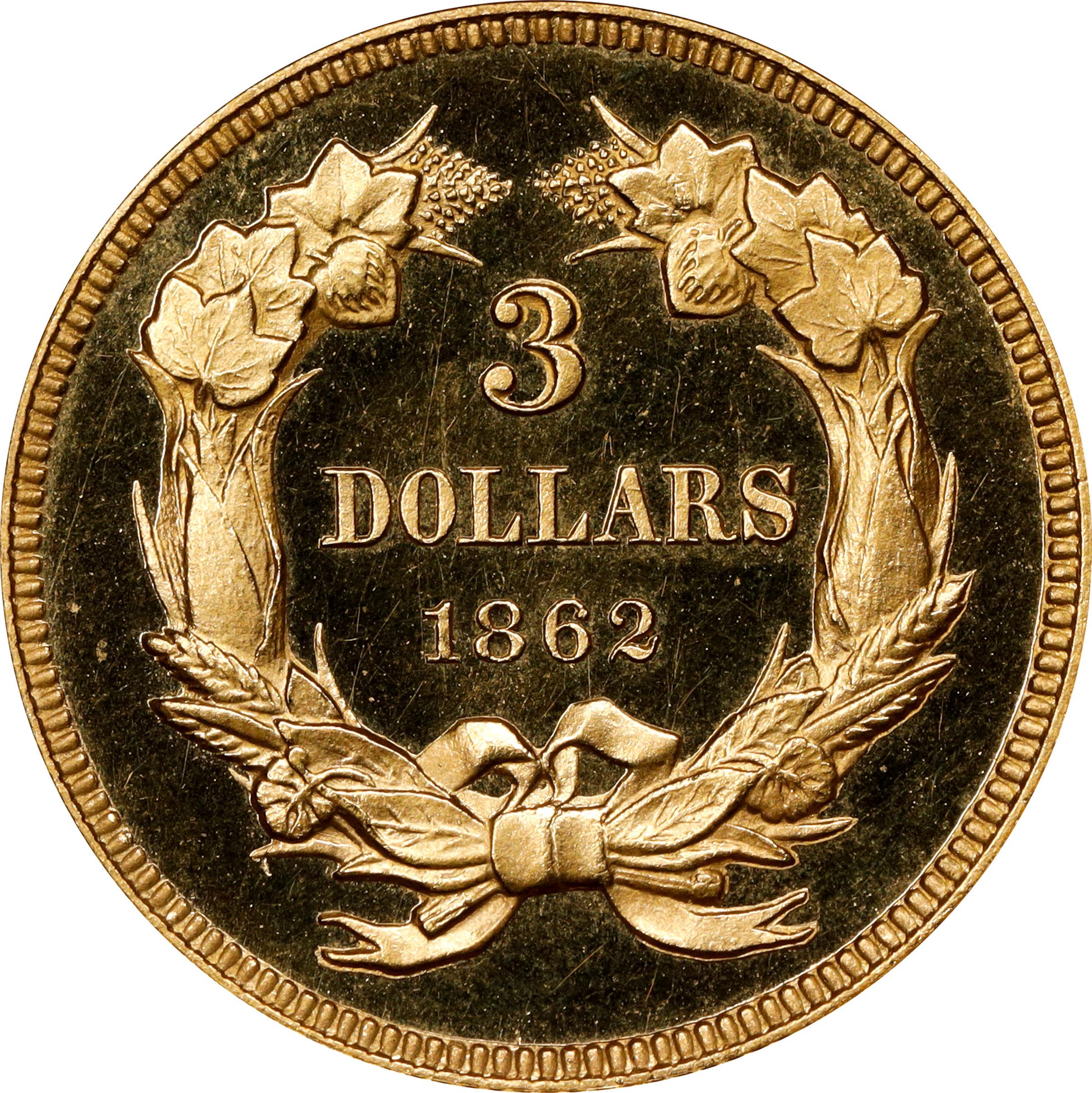 image for: 1862 Three-Dollar Gold Piece. JD-1. Rarity-6+. Proof-67 Deep Cameo (PCGS).