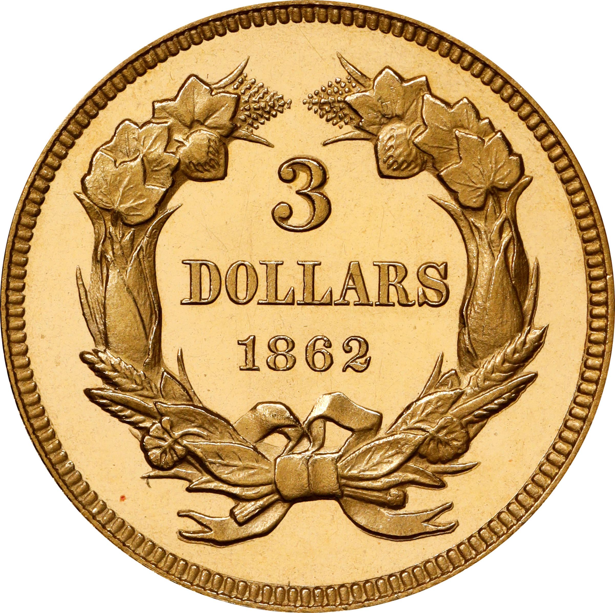 image for: 1862 Three-Dollar Gold Piece. JD-1. Rarity-6+. Proof-67 Deep Cameo (PCGS).