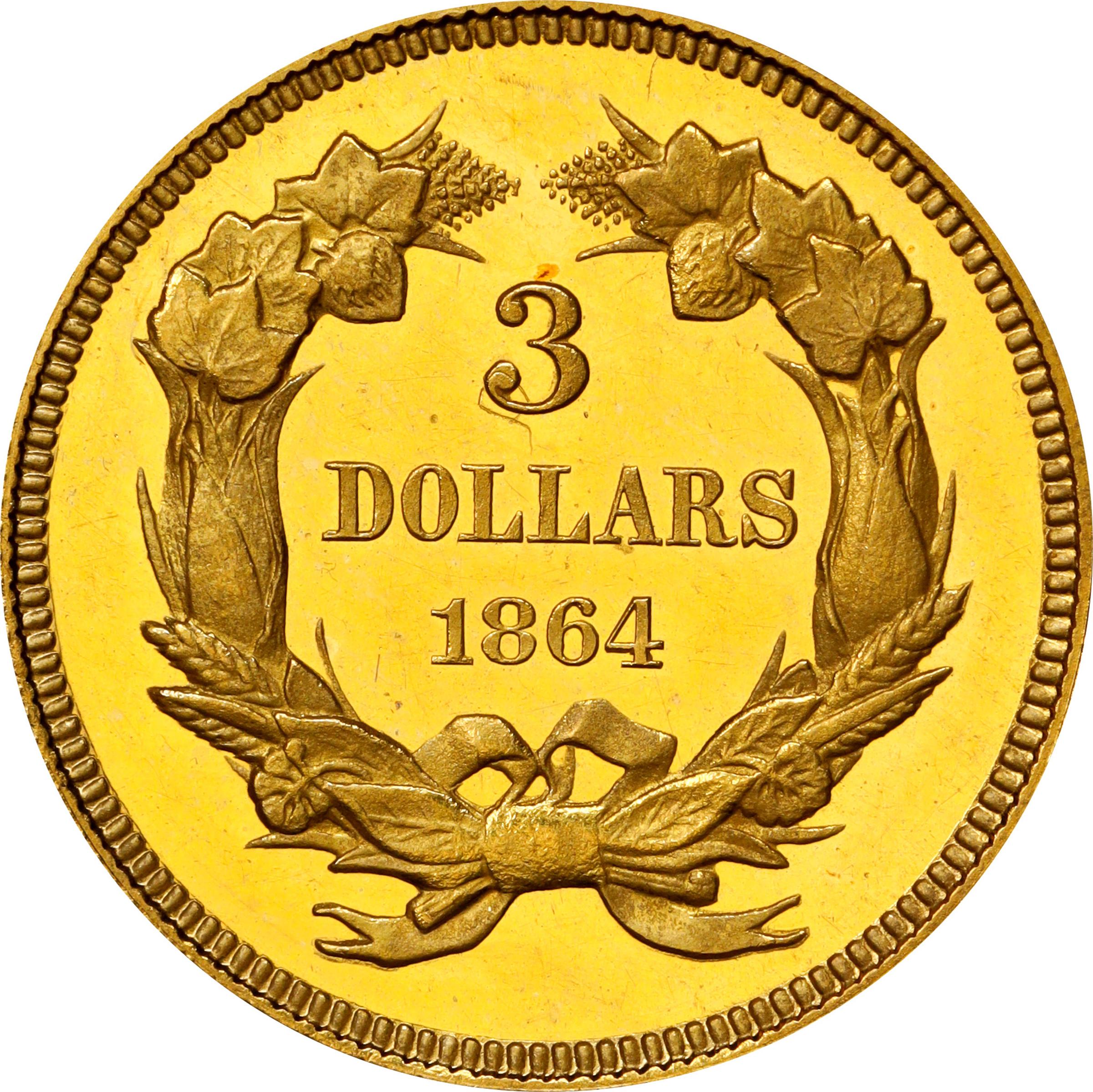 image for: 1864 Three-Dollar Gold Piece. JD-1. Rarity-6+. Proof-63 Deep Cameo (PCGS). CMQ.