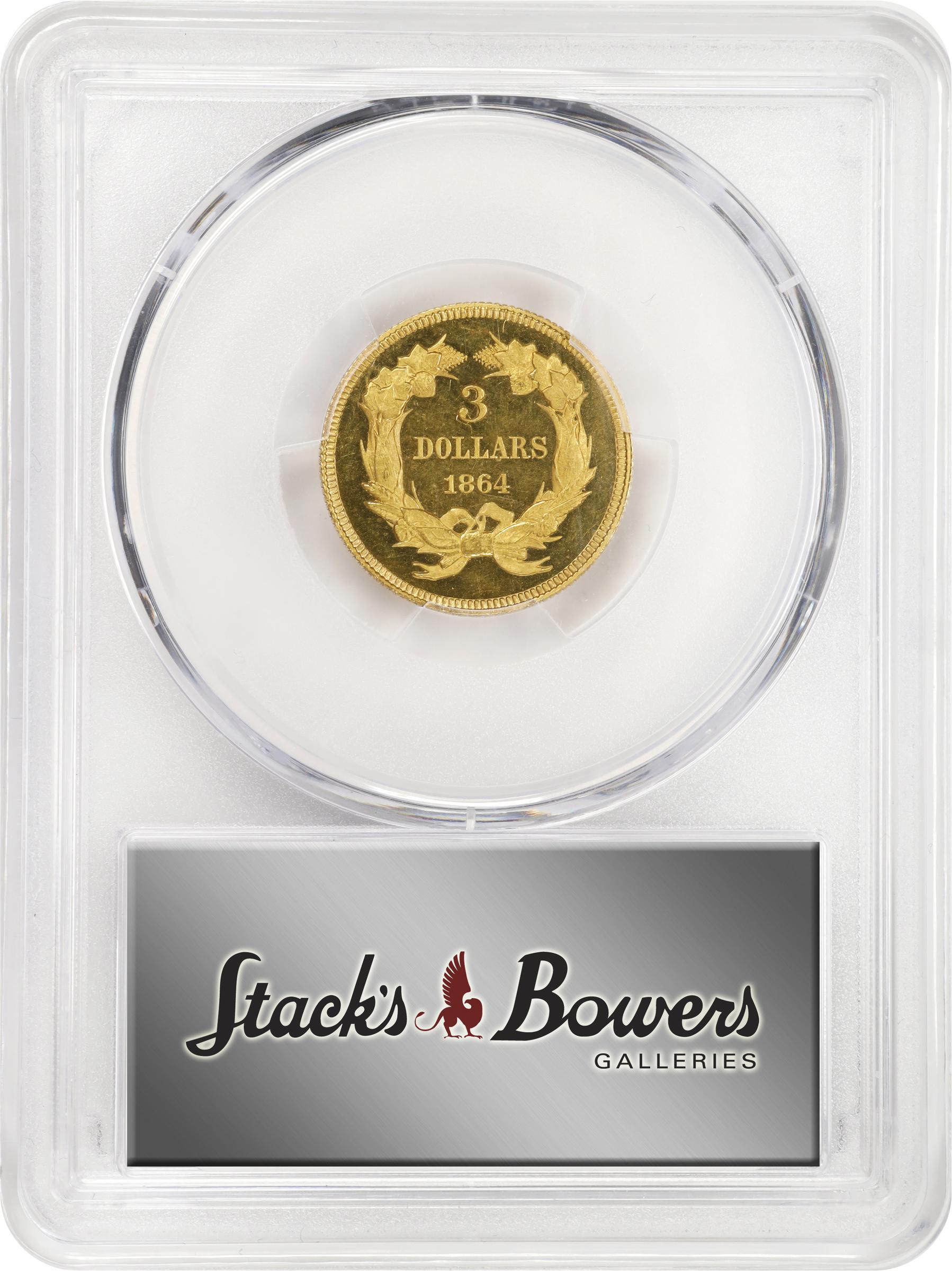 image for: 1864 Three-Dollar Gold Piece. JD-1. Rarity-6+. Proof-63 Deep Cameo (PCGS). CMQ.
