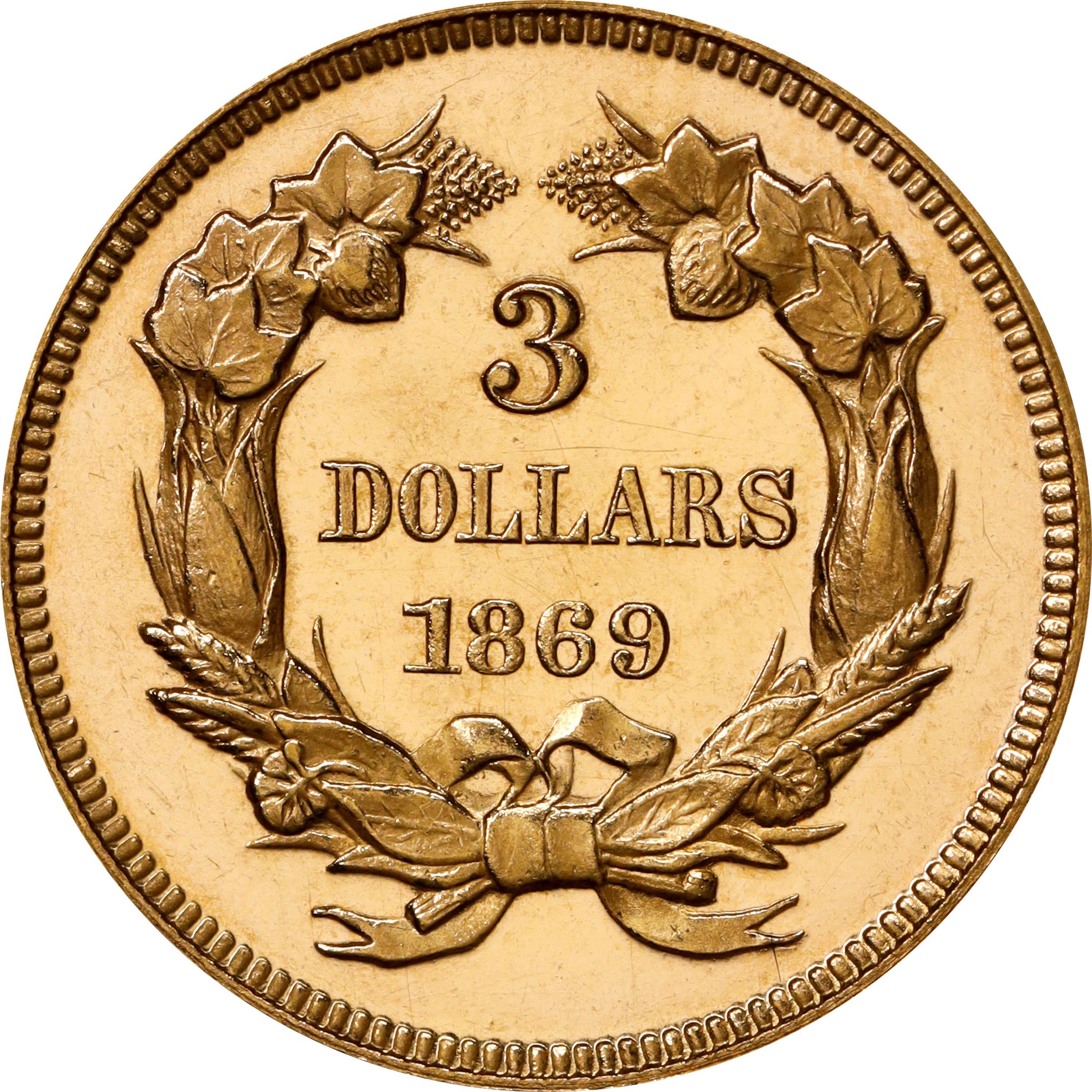 image for: 1869 Three-Dollar Gold Piece. JD-1. Rarity-6+. Proof-63 Deep Cameo (PCGS). CMQ.