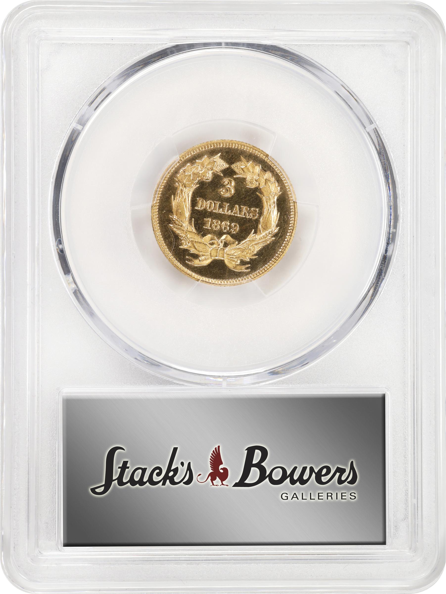 image for: 1869 Three-Dollar Gold Piece. JD-1. Rarity-6+. Proof-63 Deep Cameo (PCGS). CMQ.