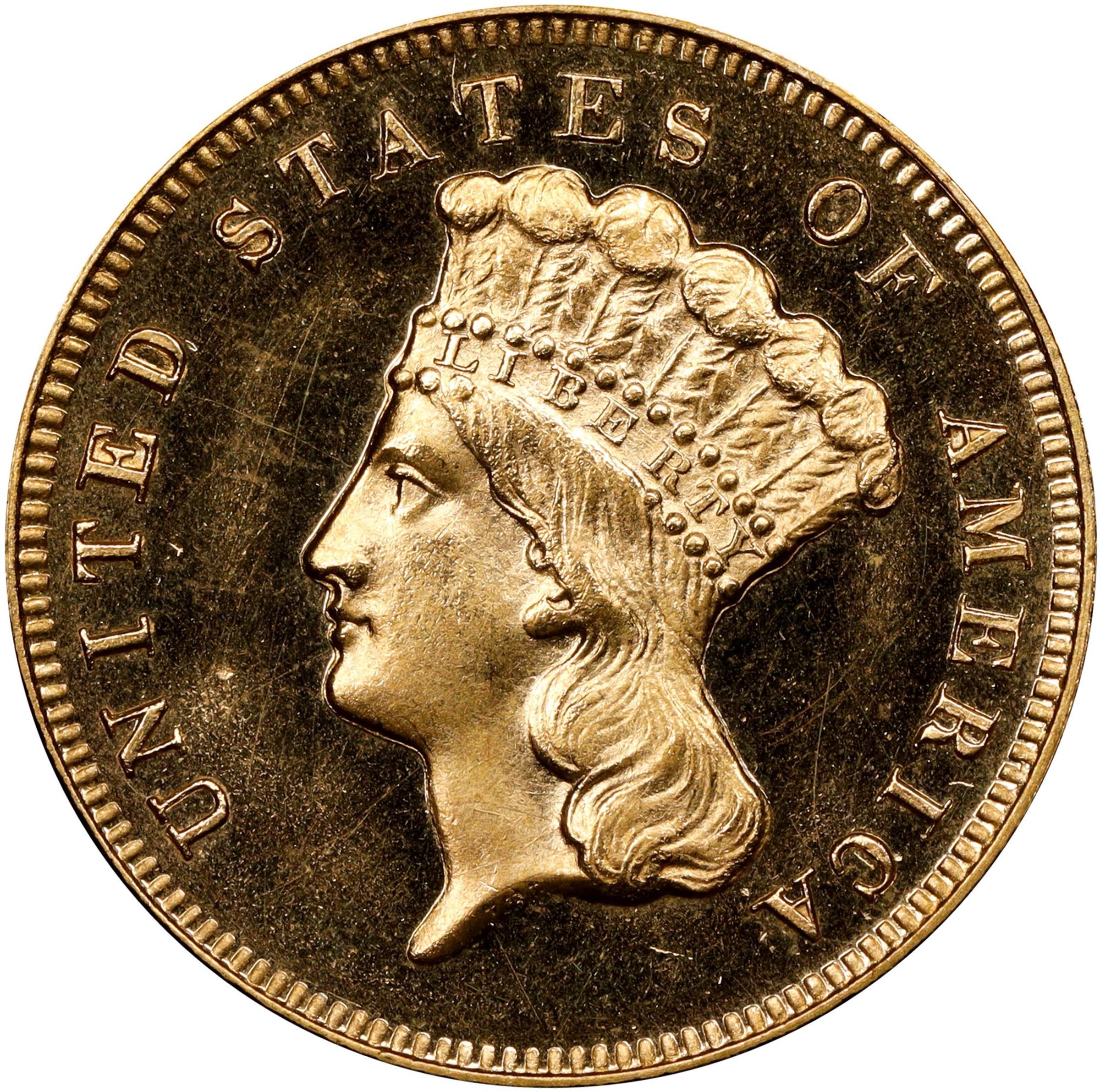 image for: 1870 Three-Dollar Gold Piece. JD-1. Rarity-6+. Proof-65 Deep Cameo (PCGS). CAC. CMQ.