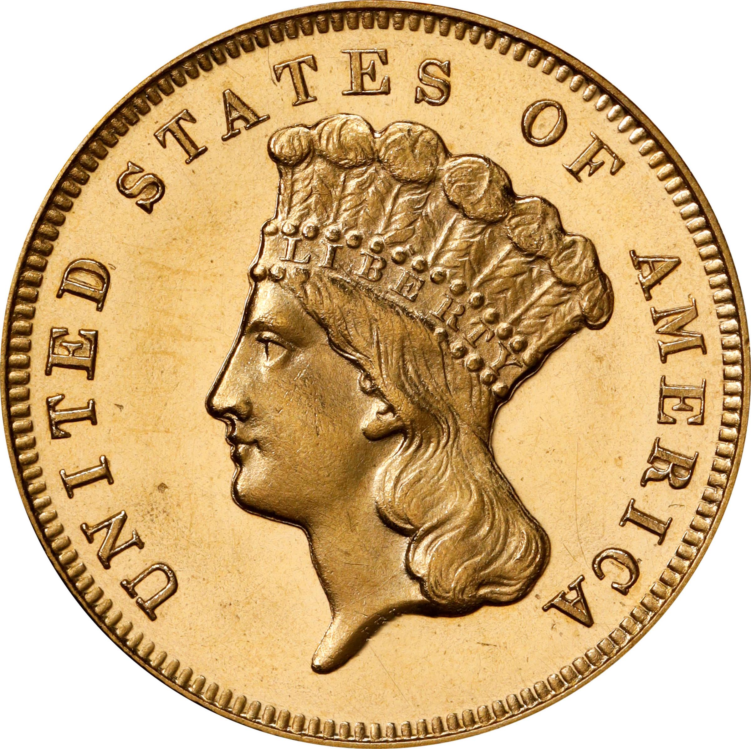 image for: 1870 Three-Dollar Gold Piece. JD-1. Rarity-6+. Proof-65 Deep Cameo (PCGS). CAC. CMQ.